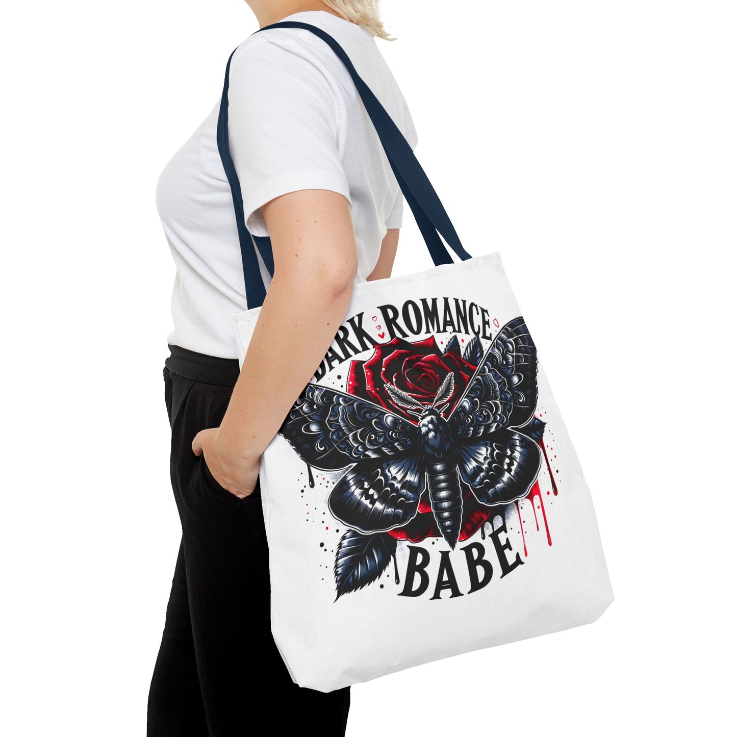 Dark Romance Babe Tote Bag — Gothic Moth & Rose All-Over Print
