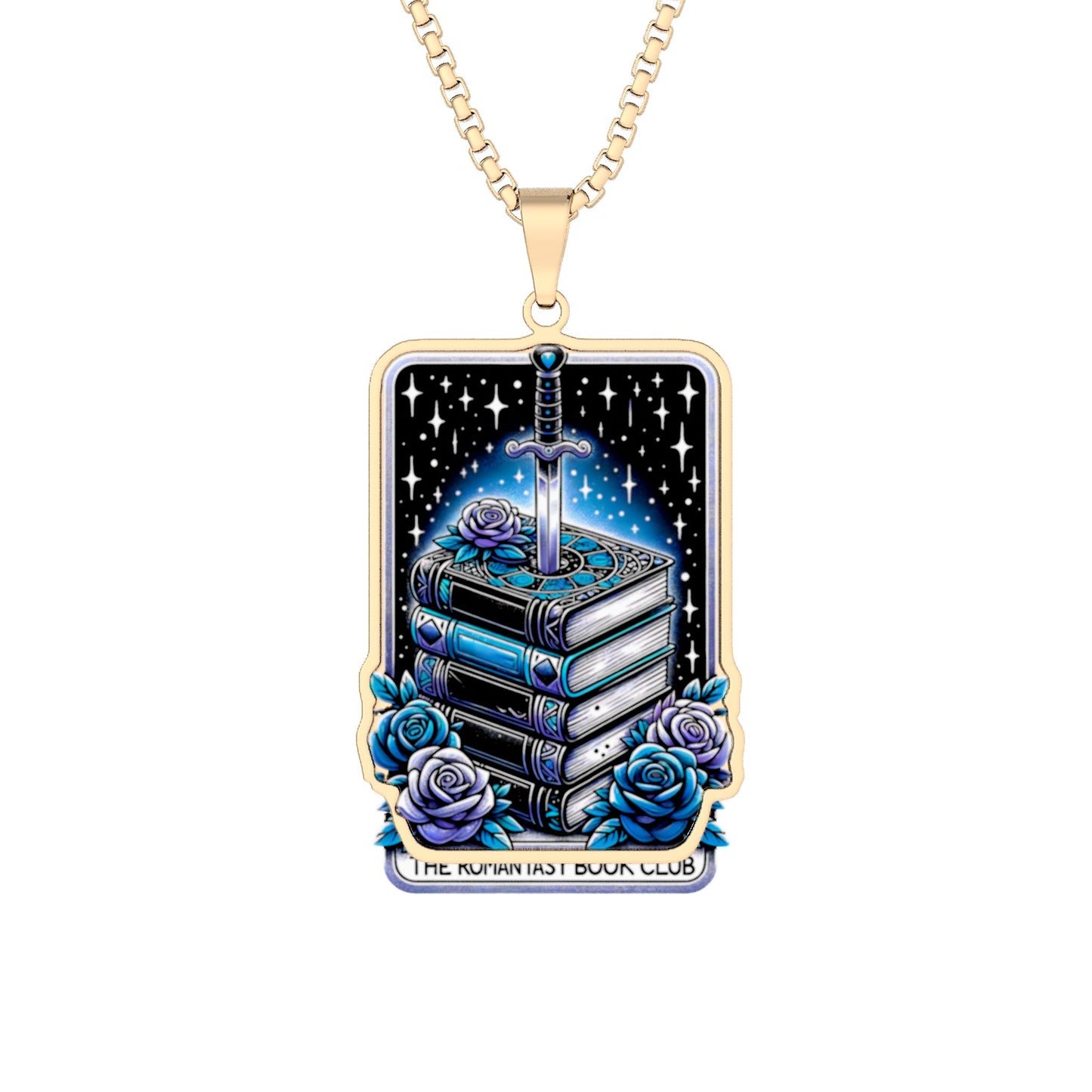 Dark Romance Book Club Photo Pendant Necklace Blue