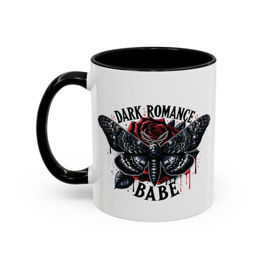 Dark Romance Babe Coffee Mug — Gothic Moth & Rose Accent Mug