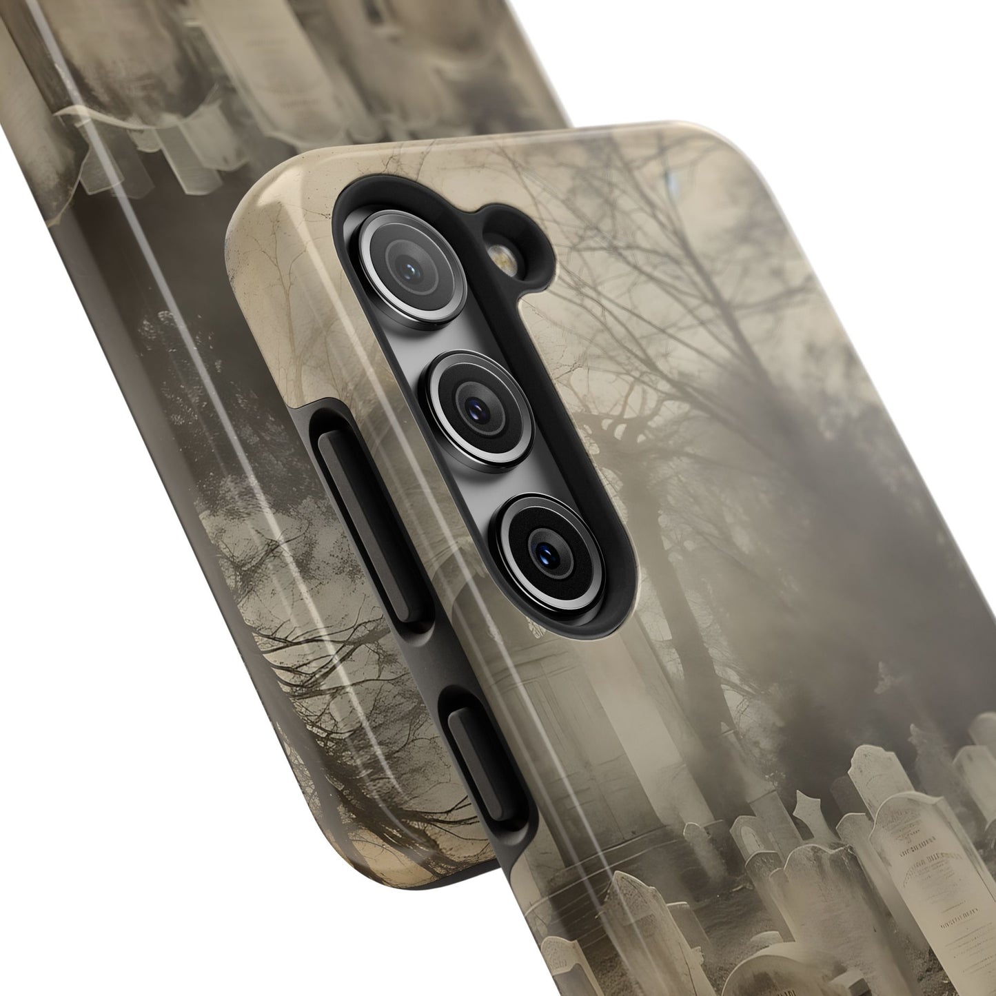 Cemetery Graveyard Phone Case — Spooky Fog Tombstone Tough Phone Case