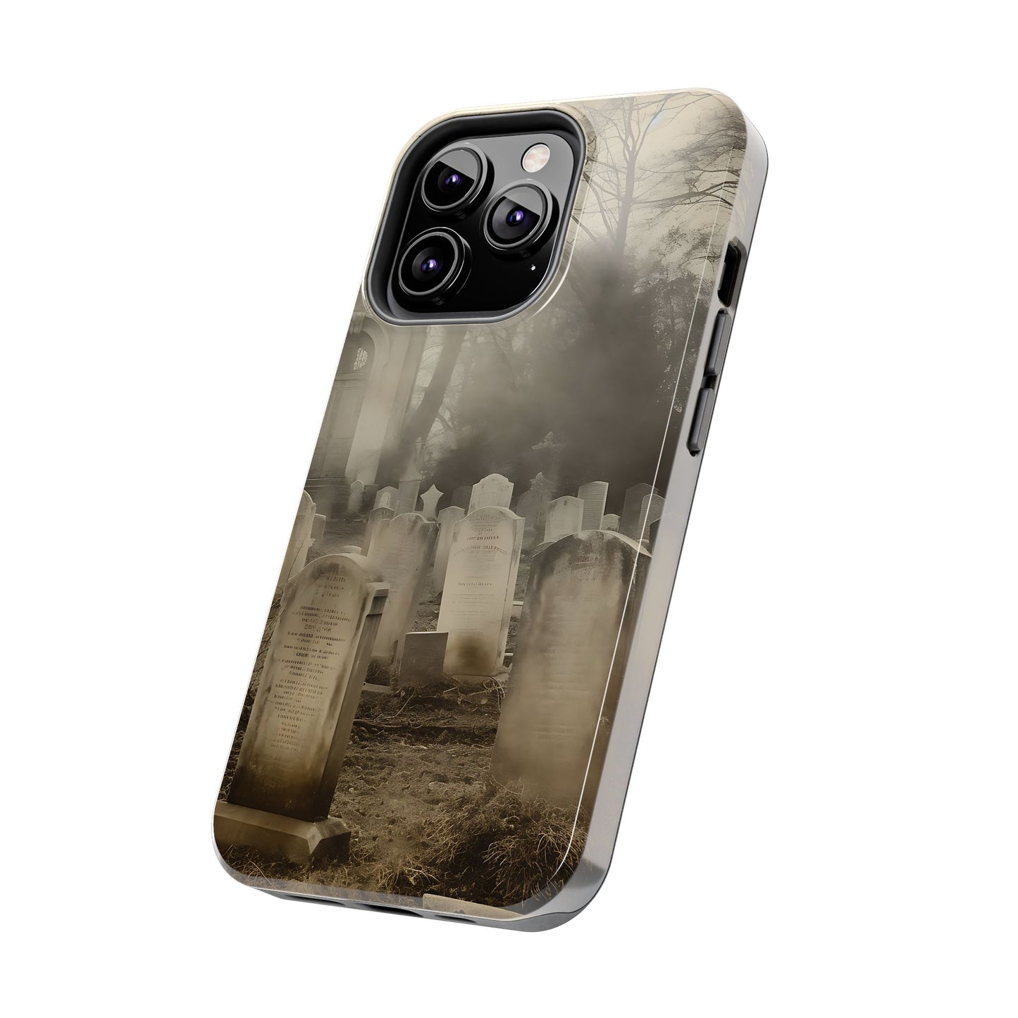 Cemetery Graveyard Phone Case — Spooky Fog Tombstone Tough Phone Case