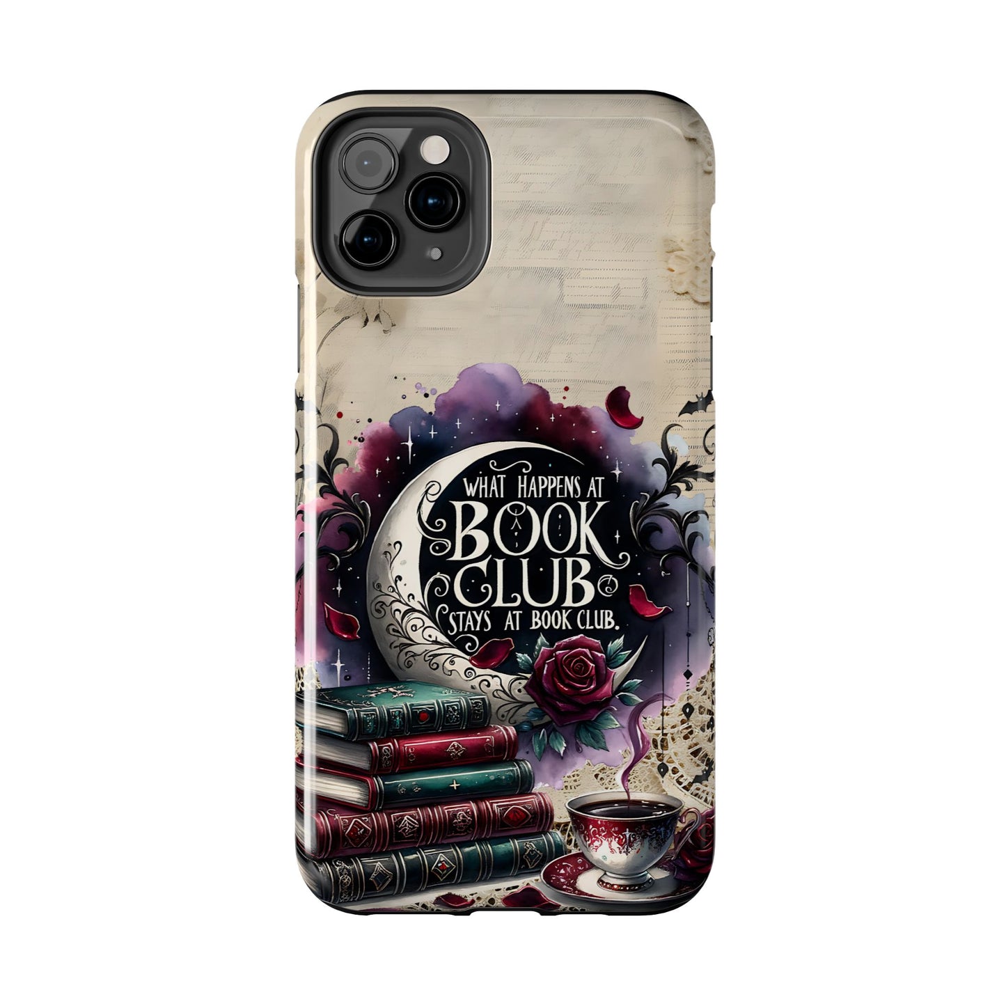 Book Club Phone Case — "What Happens at Book Club Stays at Book Club" Cozy Literary Design