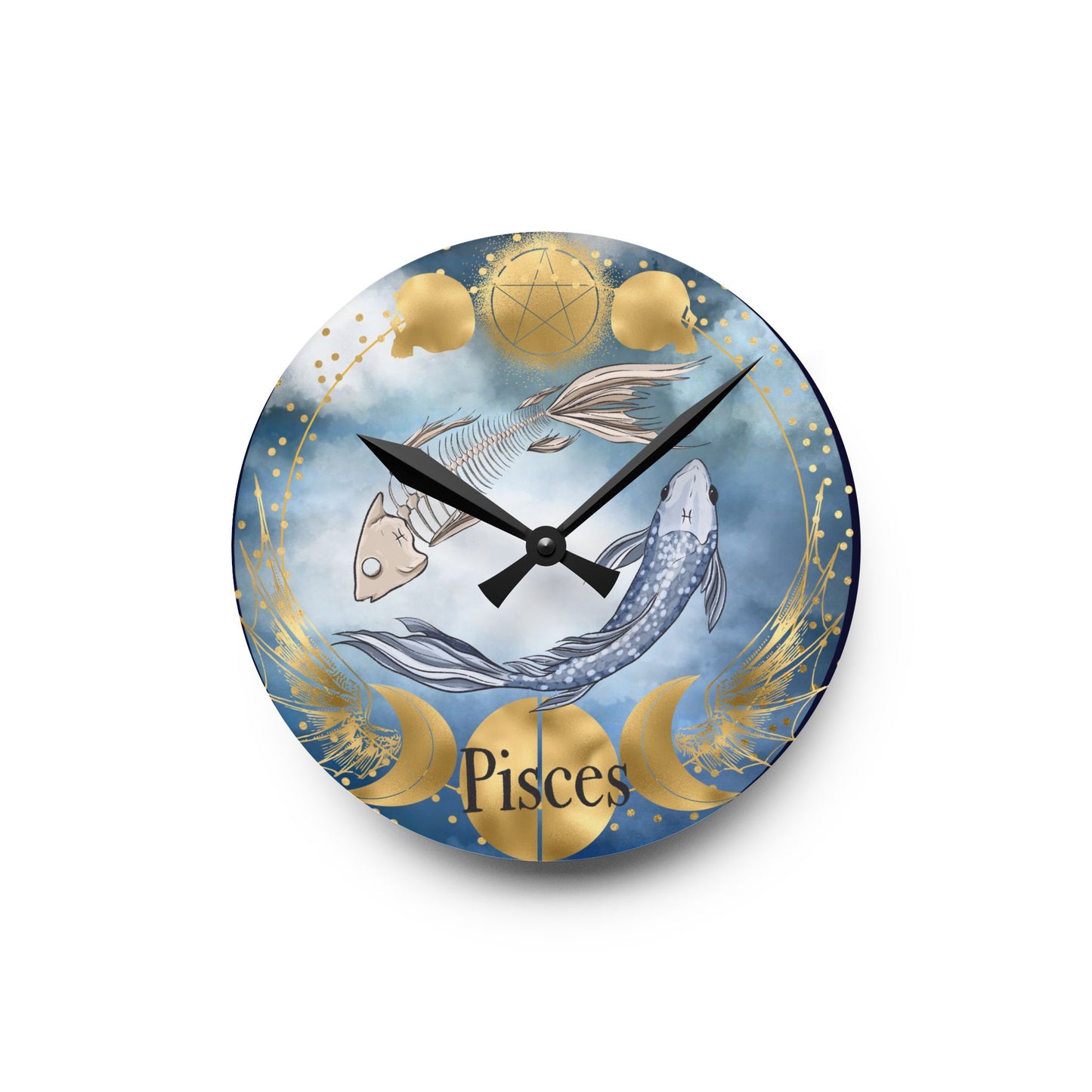 Pisces Zodiac Acrylic Wall Clock - Stylish Home Decor for Astrology Lovers