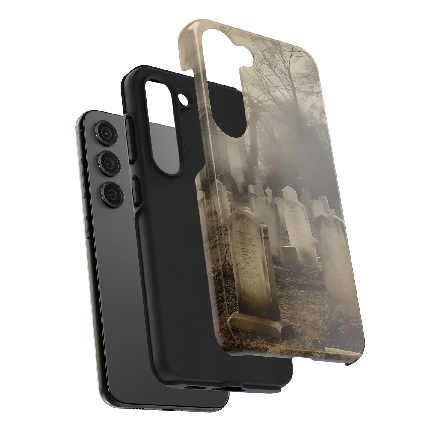 Cemetery Graveyard Phone Case — Spooky Fog Tombstone Tough Phone Case
