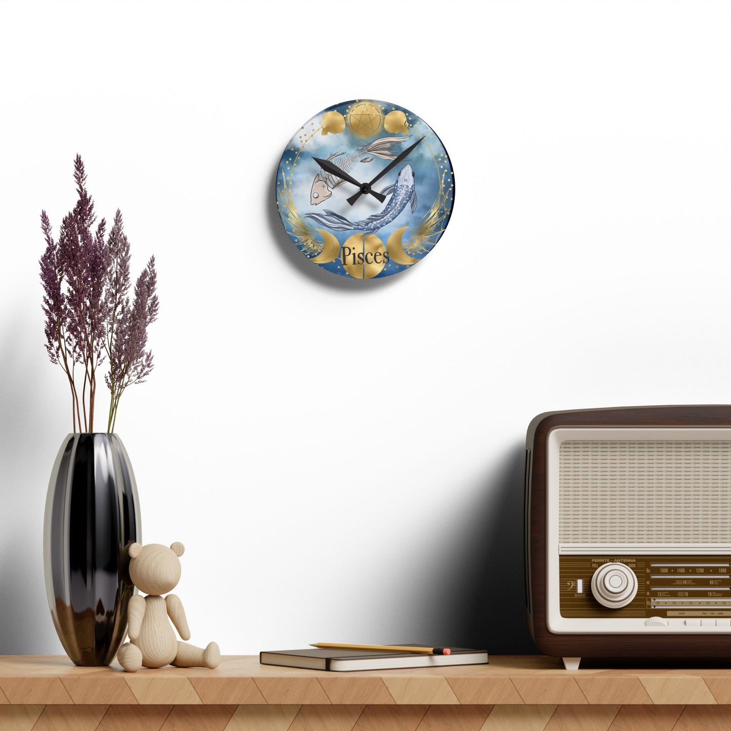 Pisces Zodiac Acrylic Wall Clock - Stylish Home Decor for Astrology Lovers