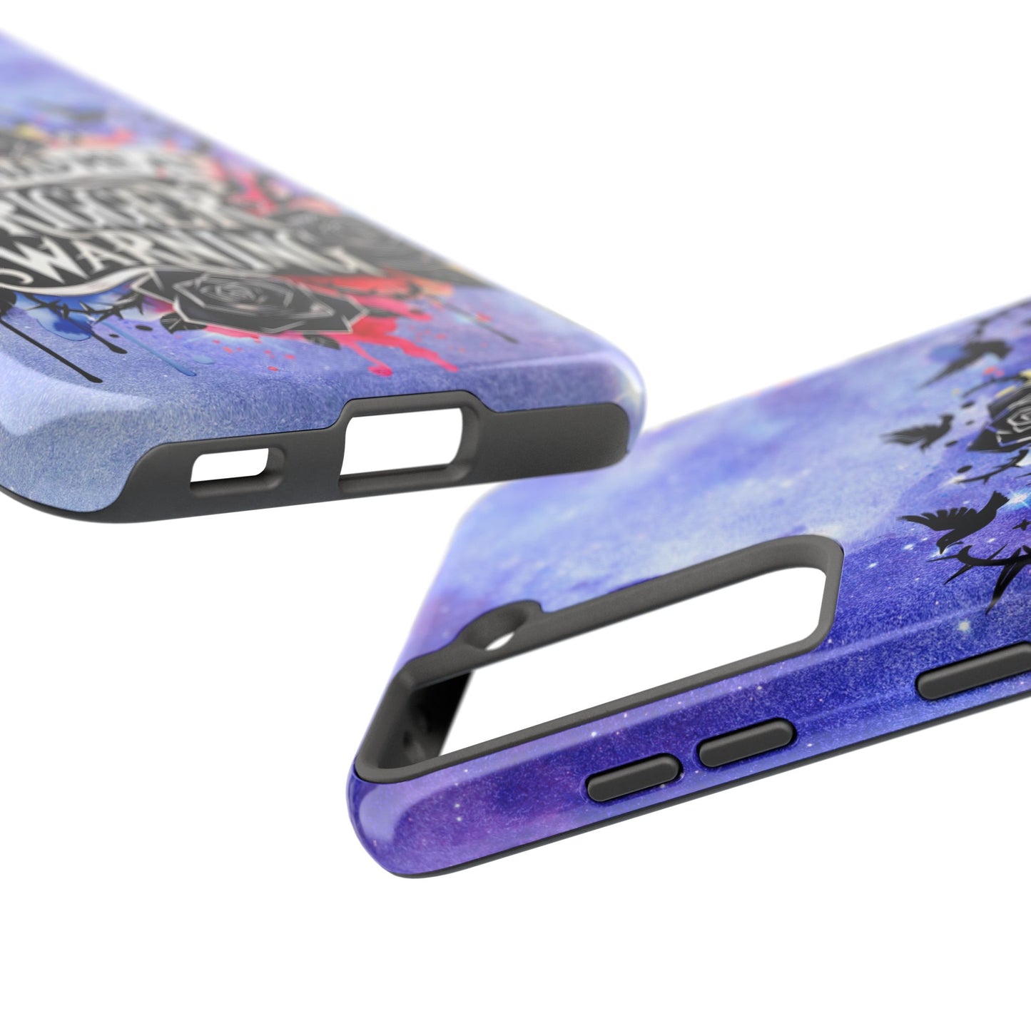 You had me at Trigger Warning Tough Phone Case — Gothic Roses & Galaxy Quote Protective Cover