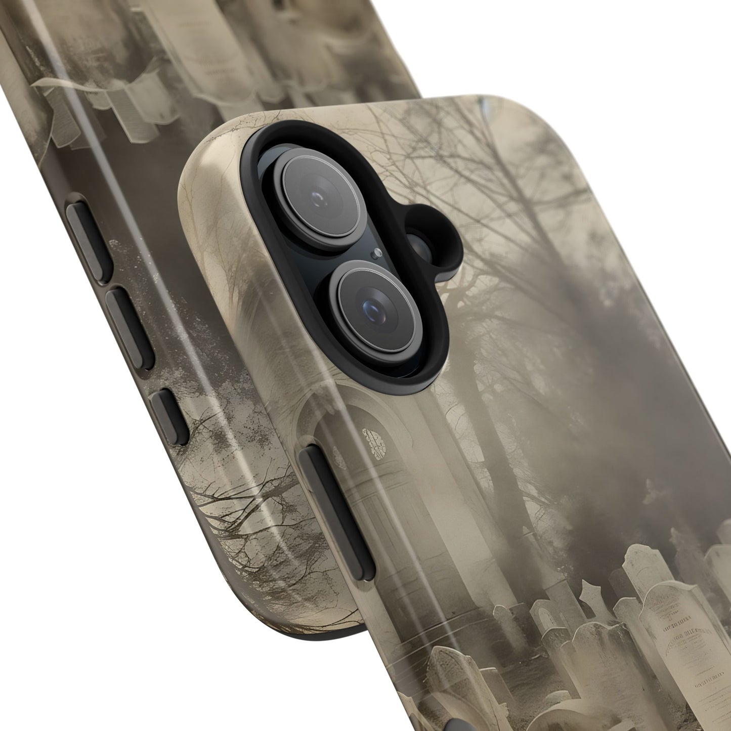 Cemetery Graveyard Phone Case — Spooky Fog Tombstone Tough Phone Case