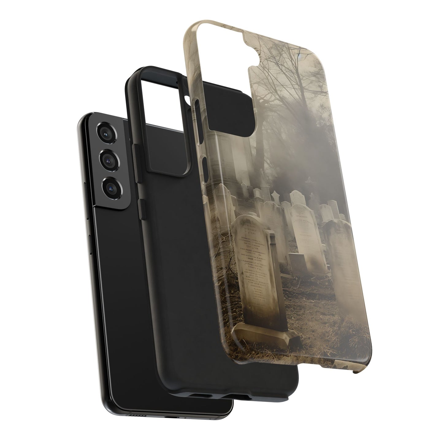 Cemetery Graveyard Phone Case — Spooky Fog Tombstone Tough Phone Case