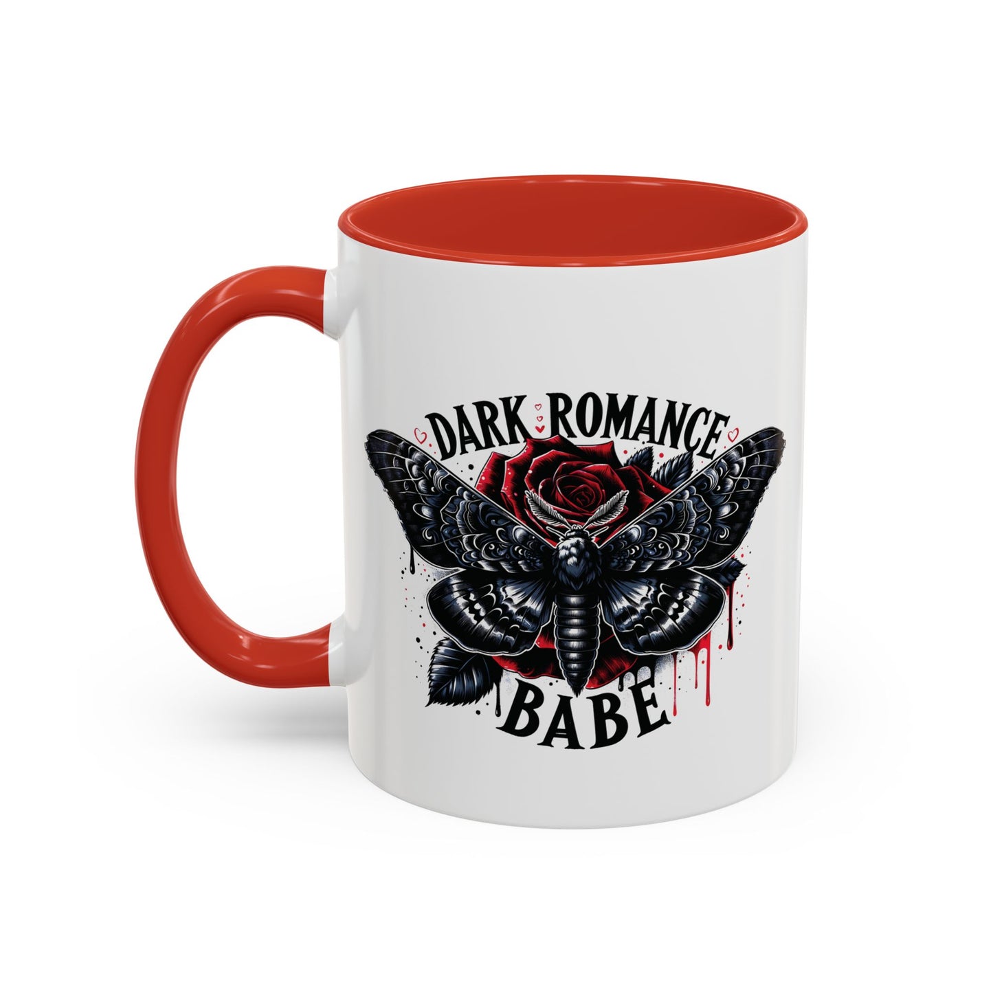 Dark Romance Babe Coffee Mug — Gothic Moth & Rose Accent Mug