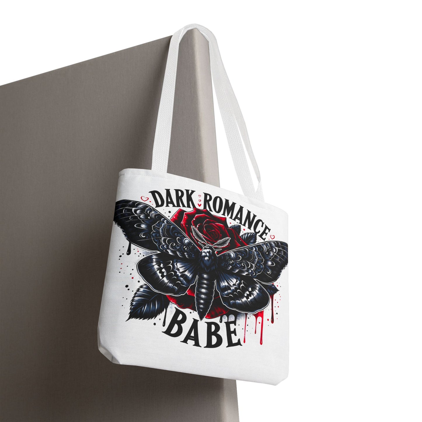 Dark Romance Babe Tote Bag — Gothic Moth & Rose All-Over Print