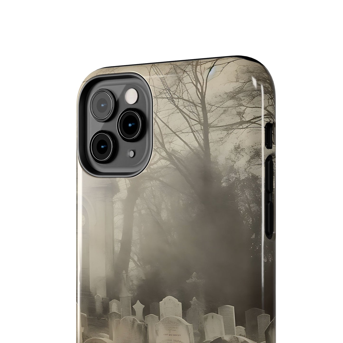 Cemetery Graveyard Phone Case — Spooky Fog Tombstone Tough Phone Case