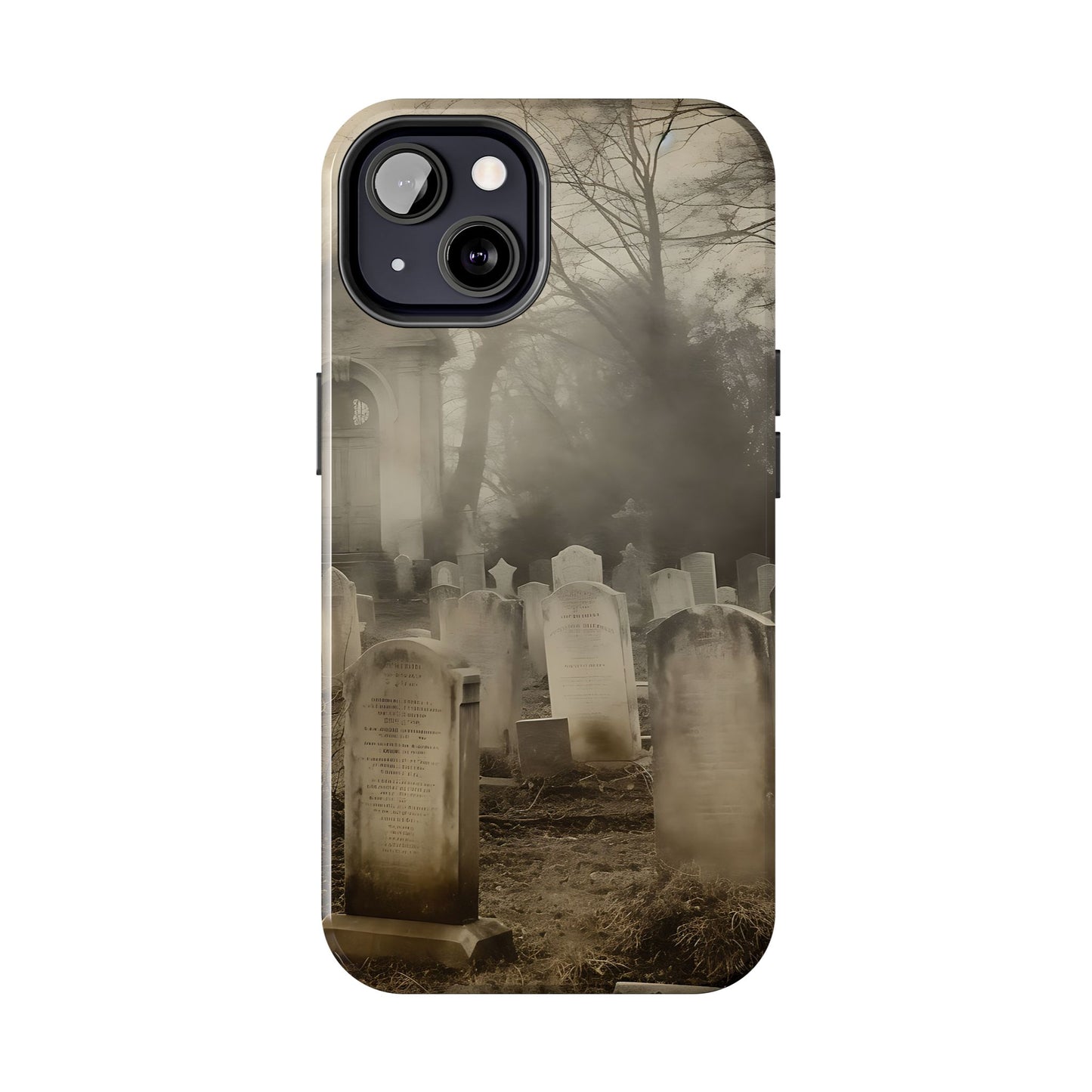 Cemetery Graveyard Phone Case — Spooky Fog Tombstone Tough Phone Case