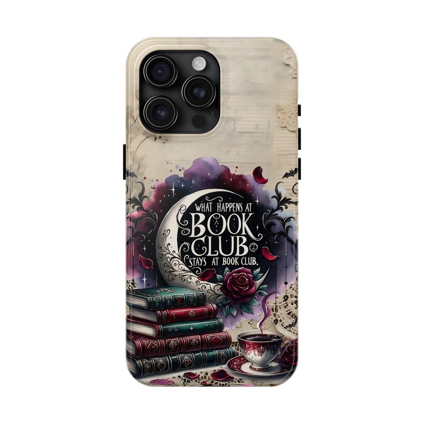 Book Club Phone Case — "What Happens at Book Club Stays at Book Club" Cozy Literary Design