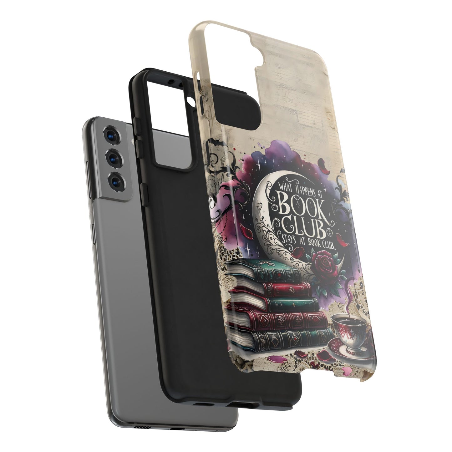 Book Club Phone Case — "What Happens at Book Club Stays at Book Club" Cozy Literary Design