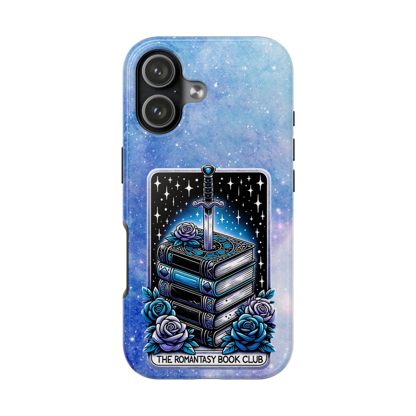 Fantasy Book Club Tough Phone Case — Sword & Stacked Books Design
