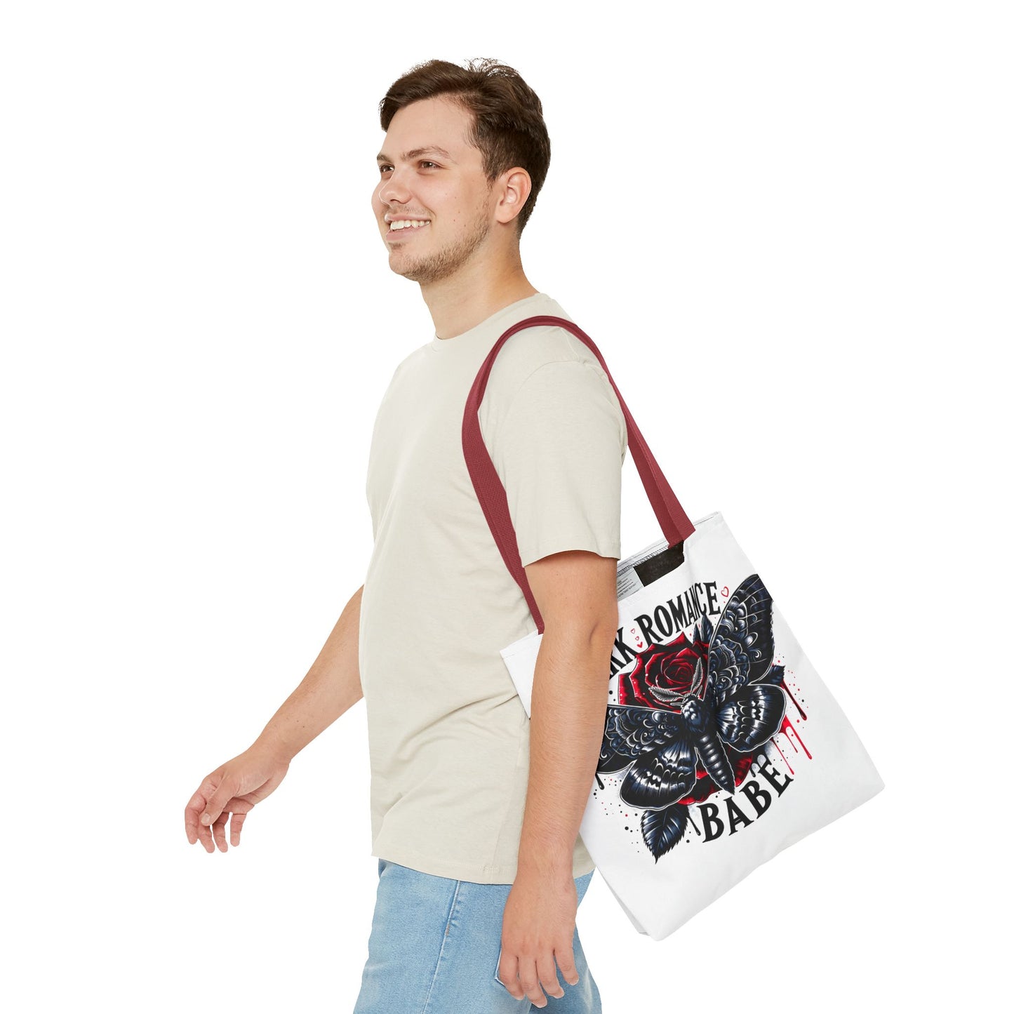 Dark Romance Babe Tote Bag — Gothic Moth & Rose All-Over Print