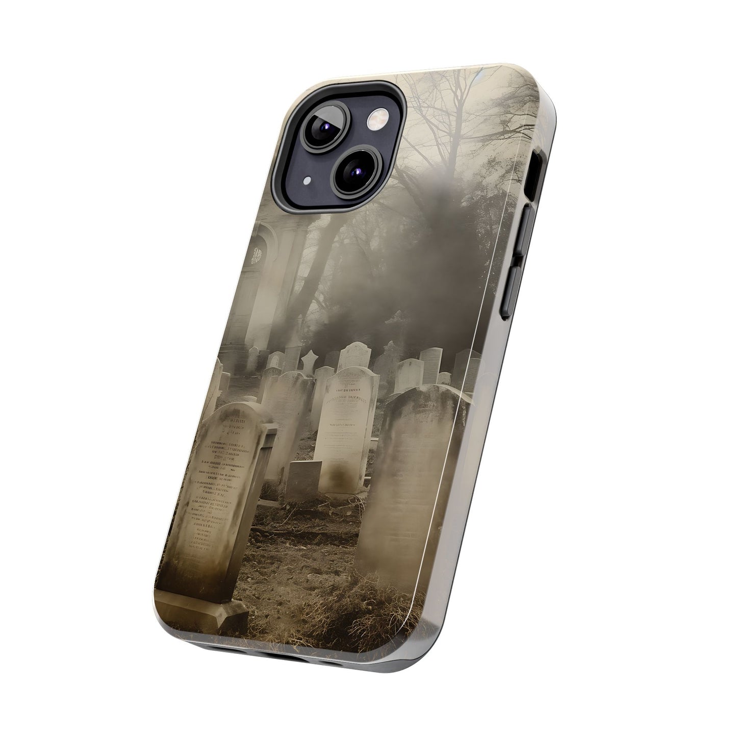 Cemetery Graveyard Phone Case — Spooky Fog Tombstone Tough Phone Case