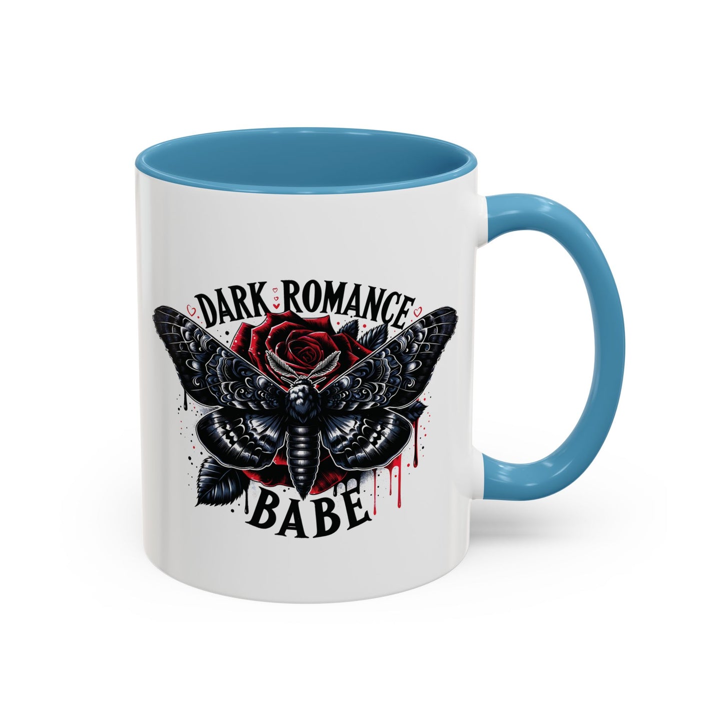 Dark Romance Babe Coffee Mug — Gothic Moth & Rose Accent Mug
