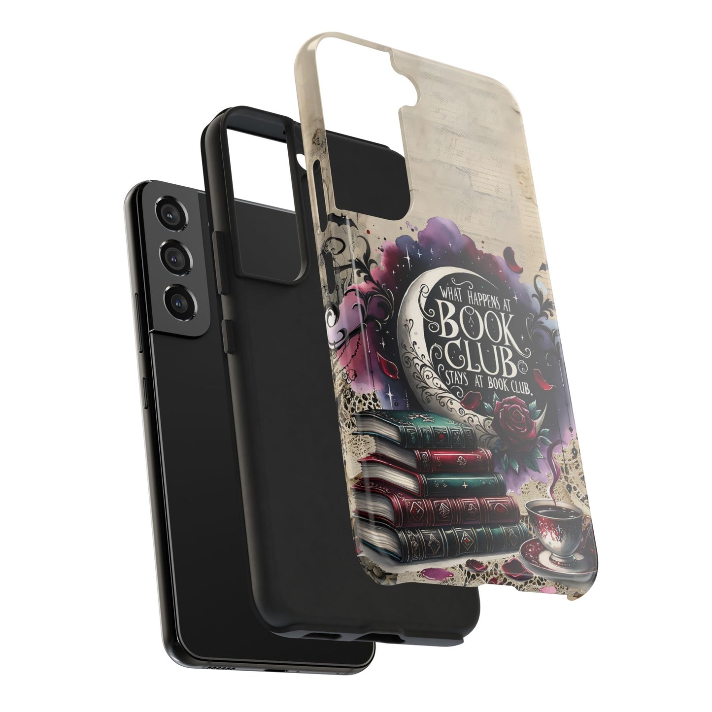 Book Club Phone Case — "What Happens at Book Club Stays at Book Club" Cozy Literary Design