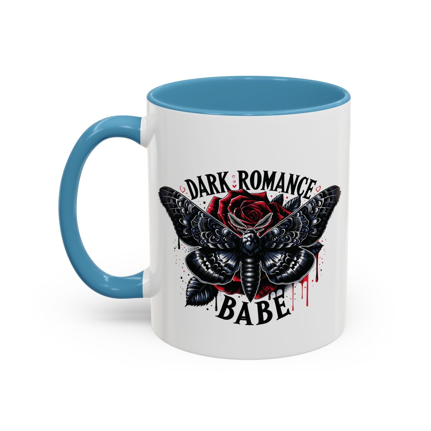 Dark Romance Babe Coffee Mug — Gothic Moth & Rose Accent Mug
