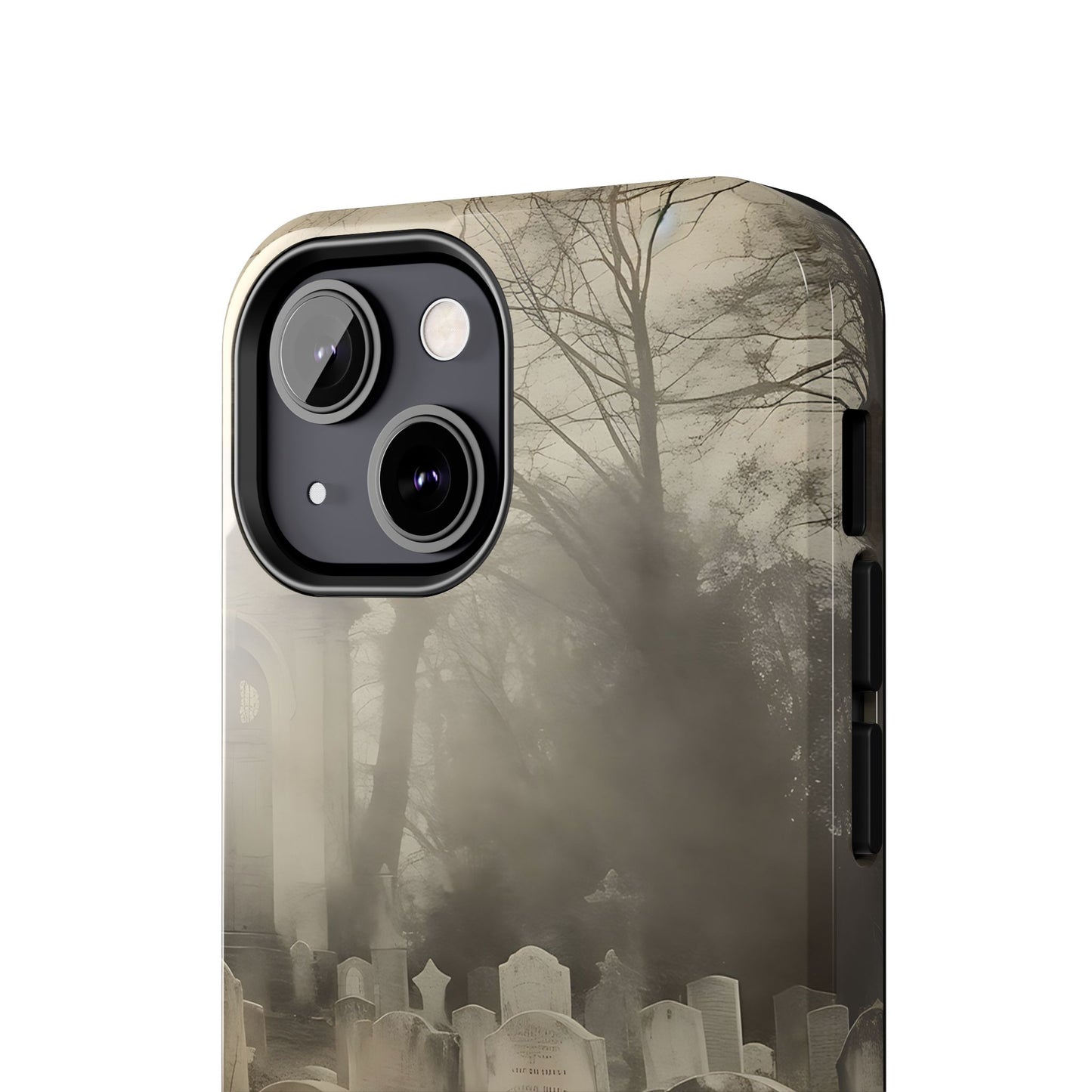 Cemetery Graveyard Phone Case — Spooky Fog Tombstone Tough Phone Case