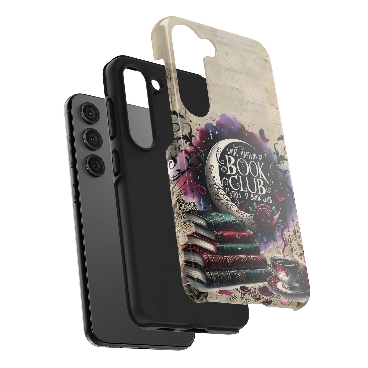 Book Club Phone Case — "What Happens at Book Club Stays at Book Club" Cozy Literary Design