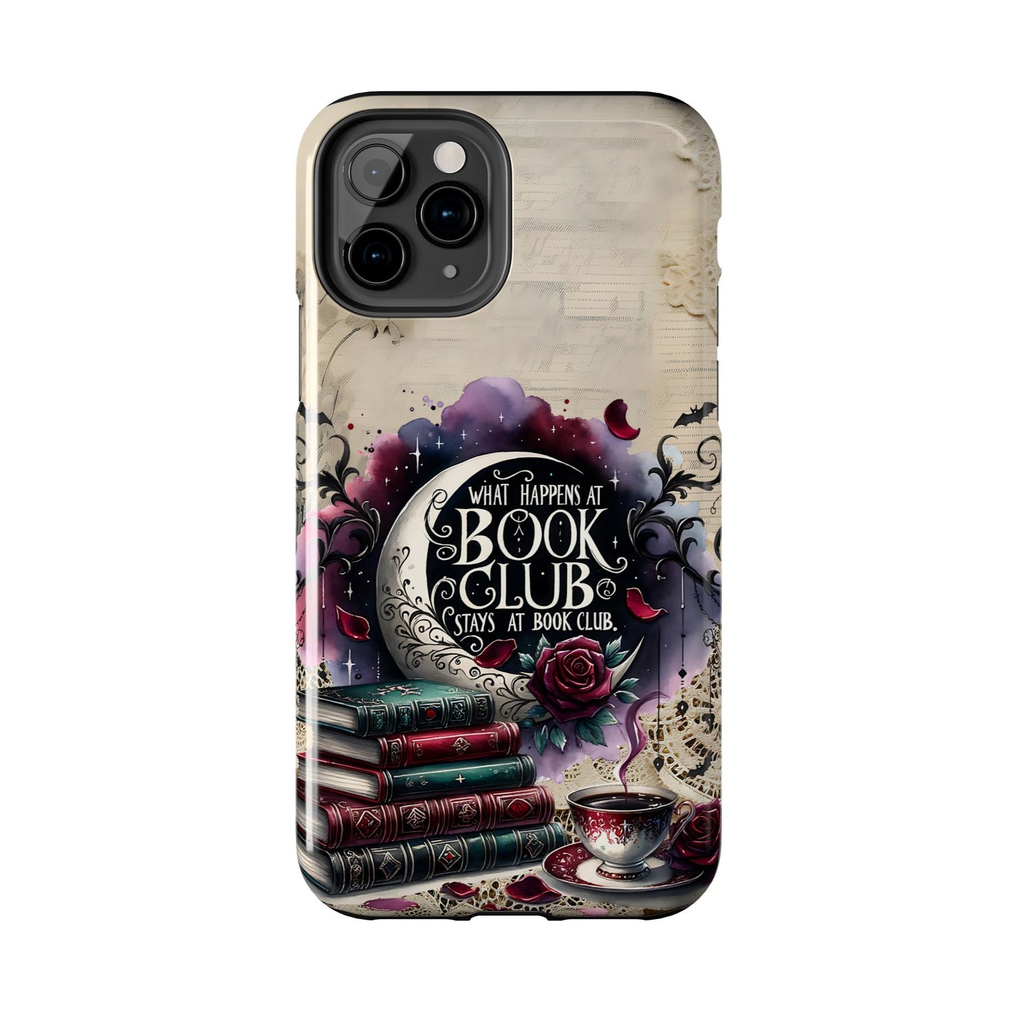 Book Club Phone Case — "What Happens at Book Club Stays at Book Club" Cozy Literary Design