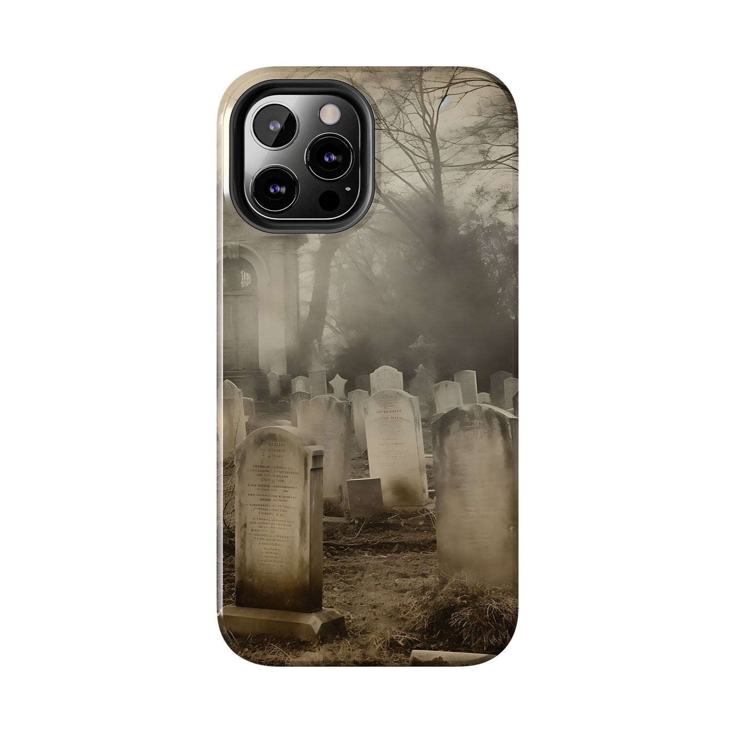 Cemetery Graveyard Phone Case — Spooky Fog Tombstone Tough Phone Case