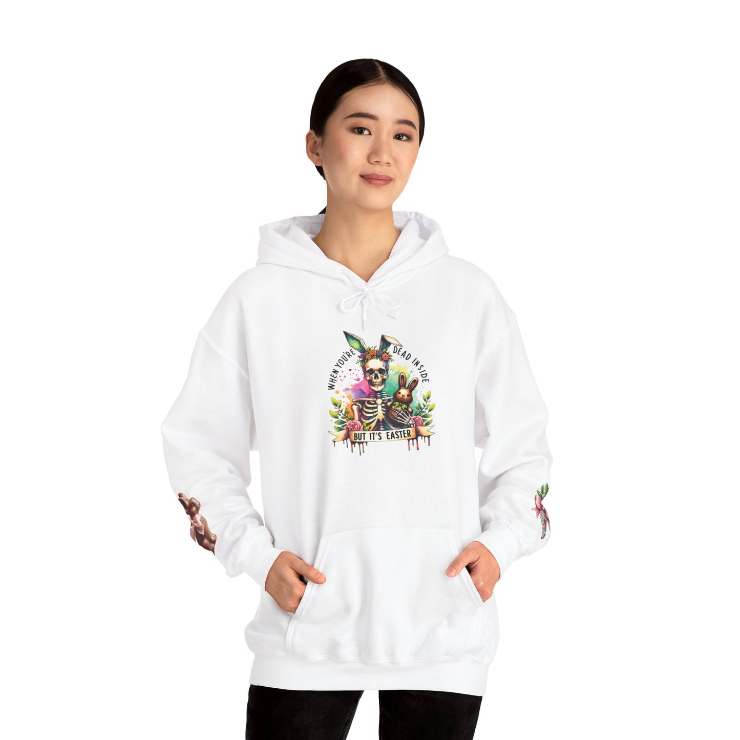 Skeleton Hoodie — "Dead inside buy is Easter" Easter Skull Pullover