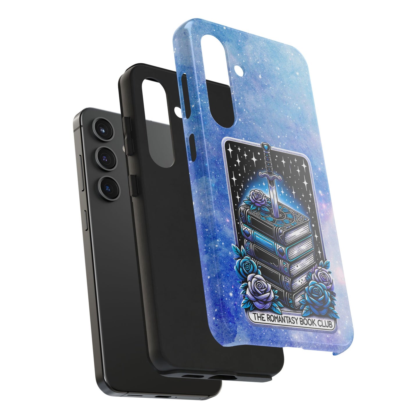 Fantasy Book Club Tough Phone Case — Sword & Stacked Books Design