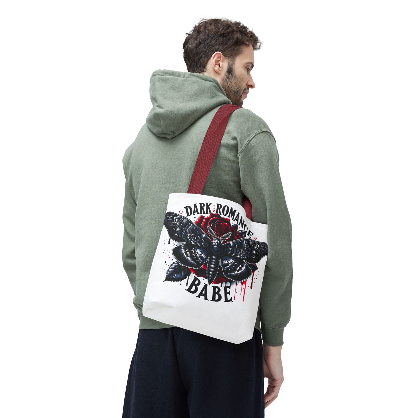 Dark Romance Babe Tote Bag — Gothic Moth & Rose All-Over Print