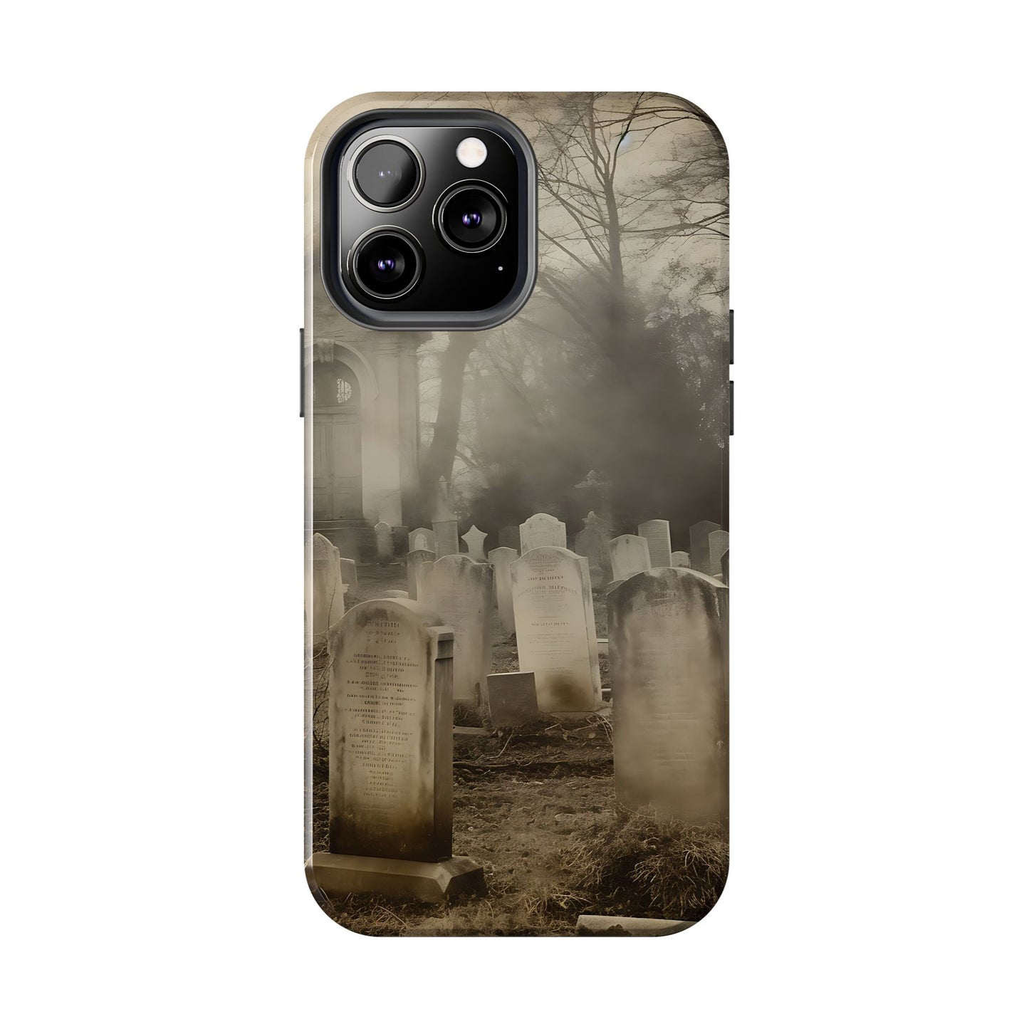 Cemetery Graveyard Phone Case — Spooky Fog Tombstone Tough Phone Case