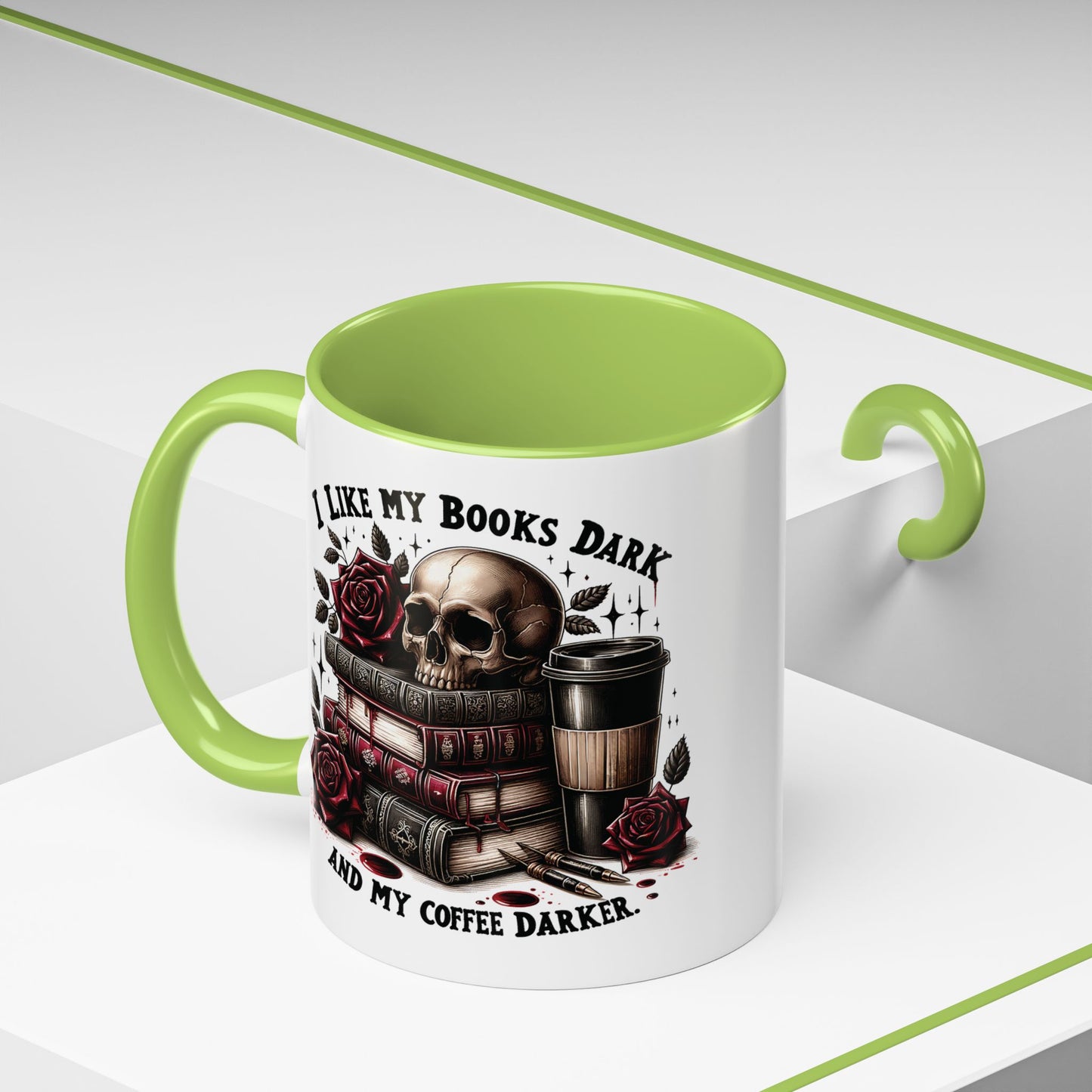Dark Books & Coffee Accent Mug — "I Like My Books Dark and My Coffee Darker" (11/15 oz)