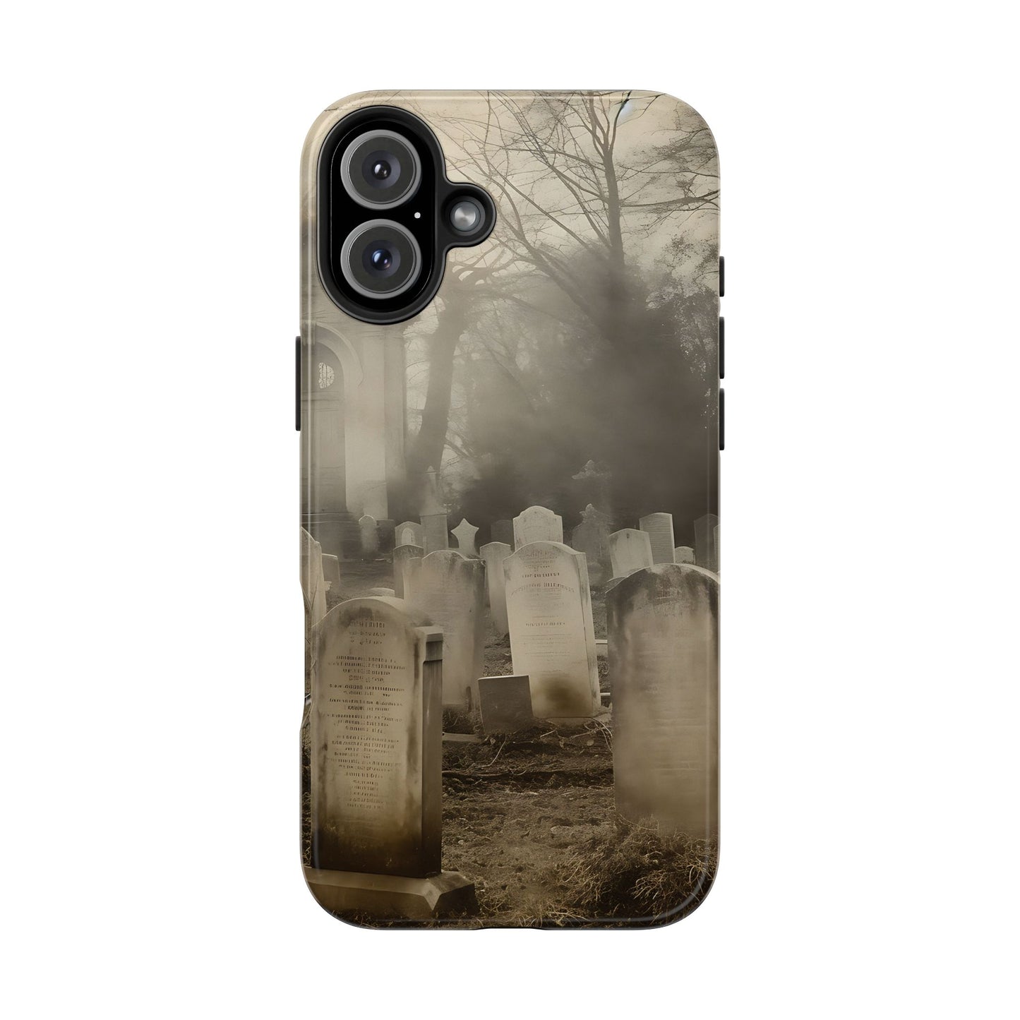 Cemetery Graveyard Phone Case — Spooky Fog Tombstone Tough Phone Case