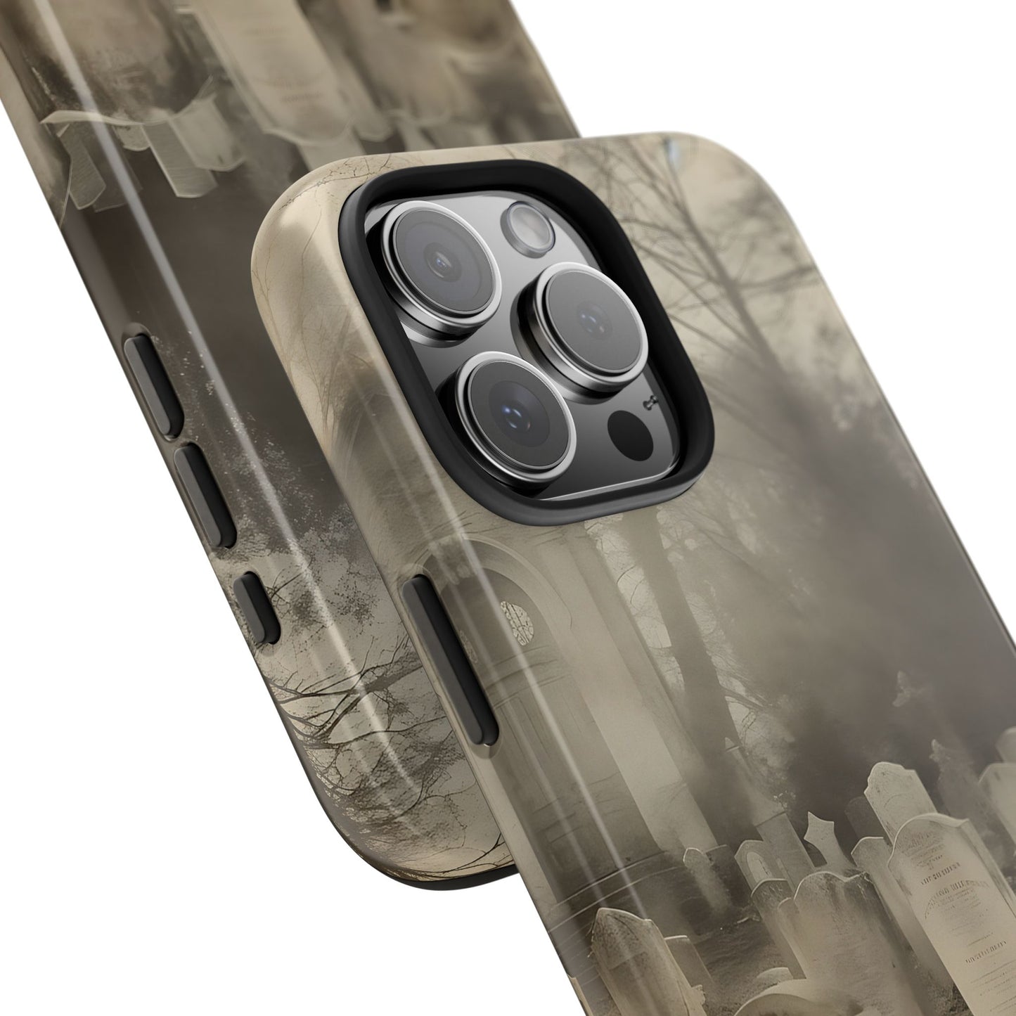 Cemetery Graveyard Phone Case — Spooky Fog Tombstone Tough Phone Case