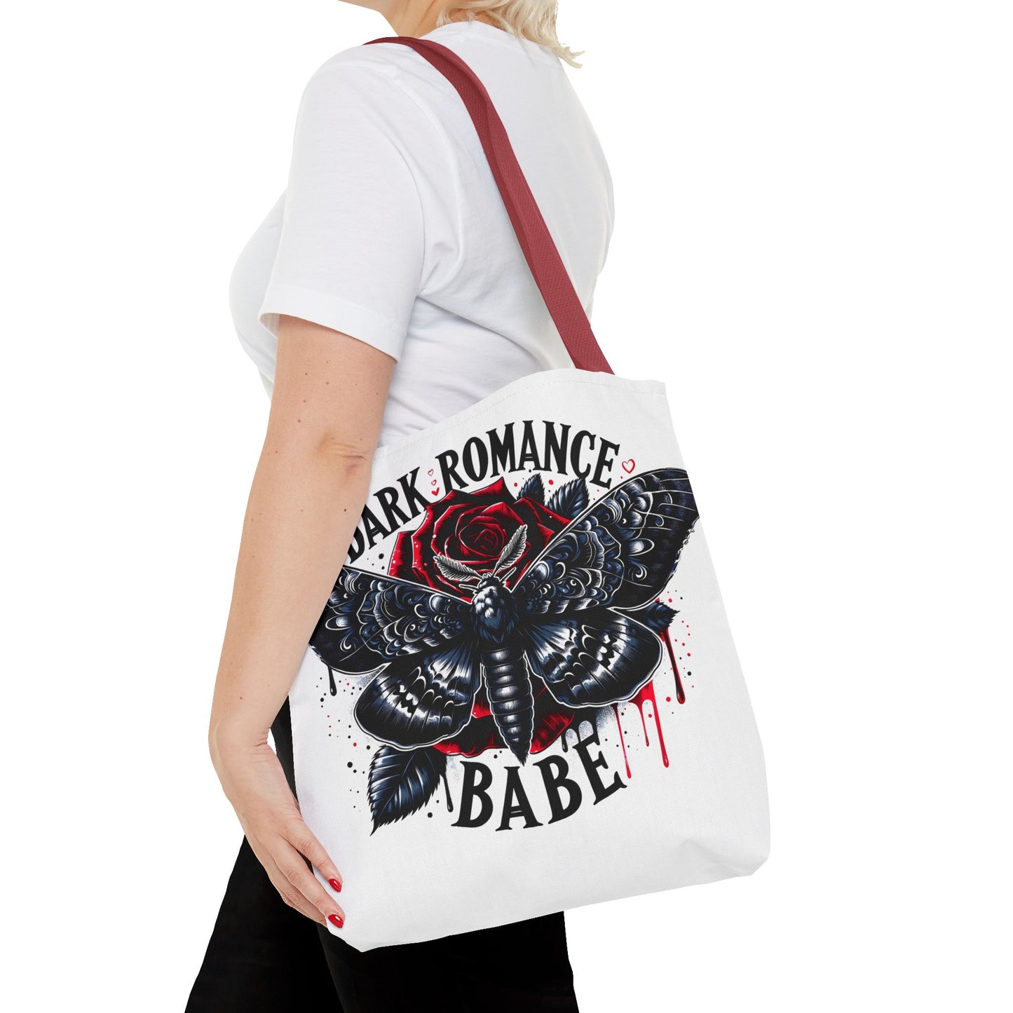 Dark Romance Babe Tote Bag — Gothic Moth & Rose All-Over Print