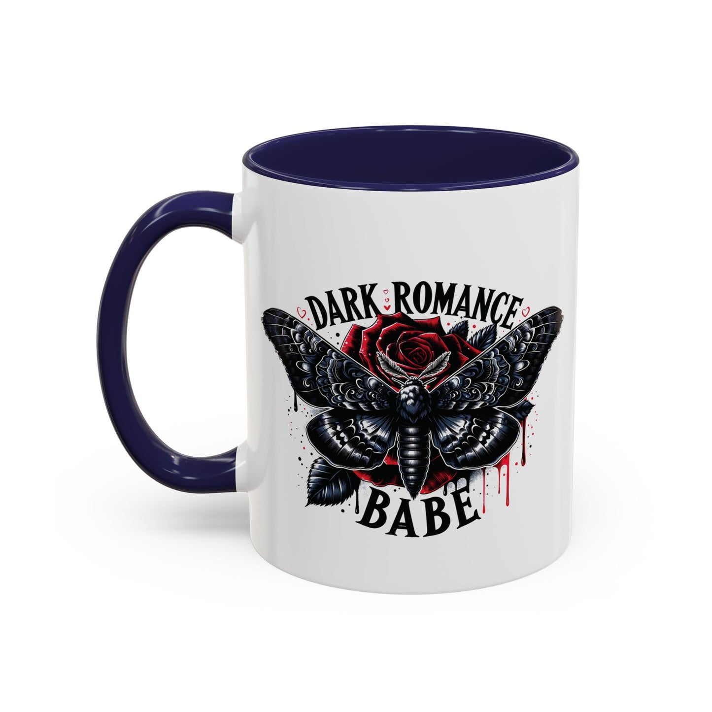 Dark Romance Babe Coffee Mug — Gothic Moth & Rose Accent Mug