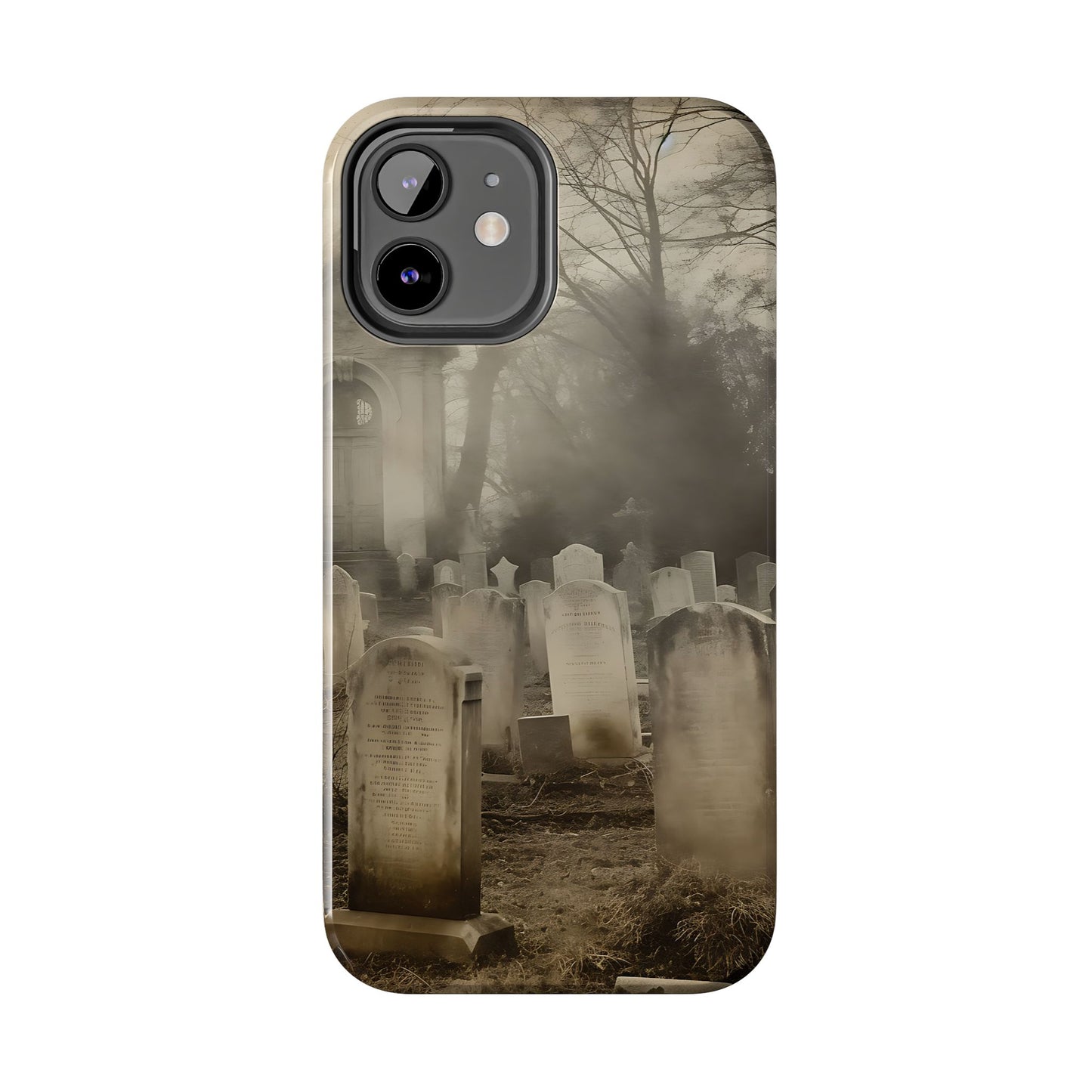 Cemetery Graveyard Phone Case — Spooky Fog Tombstone Tough Phone Case