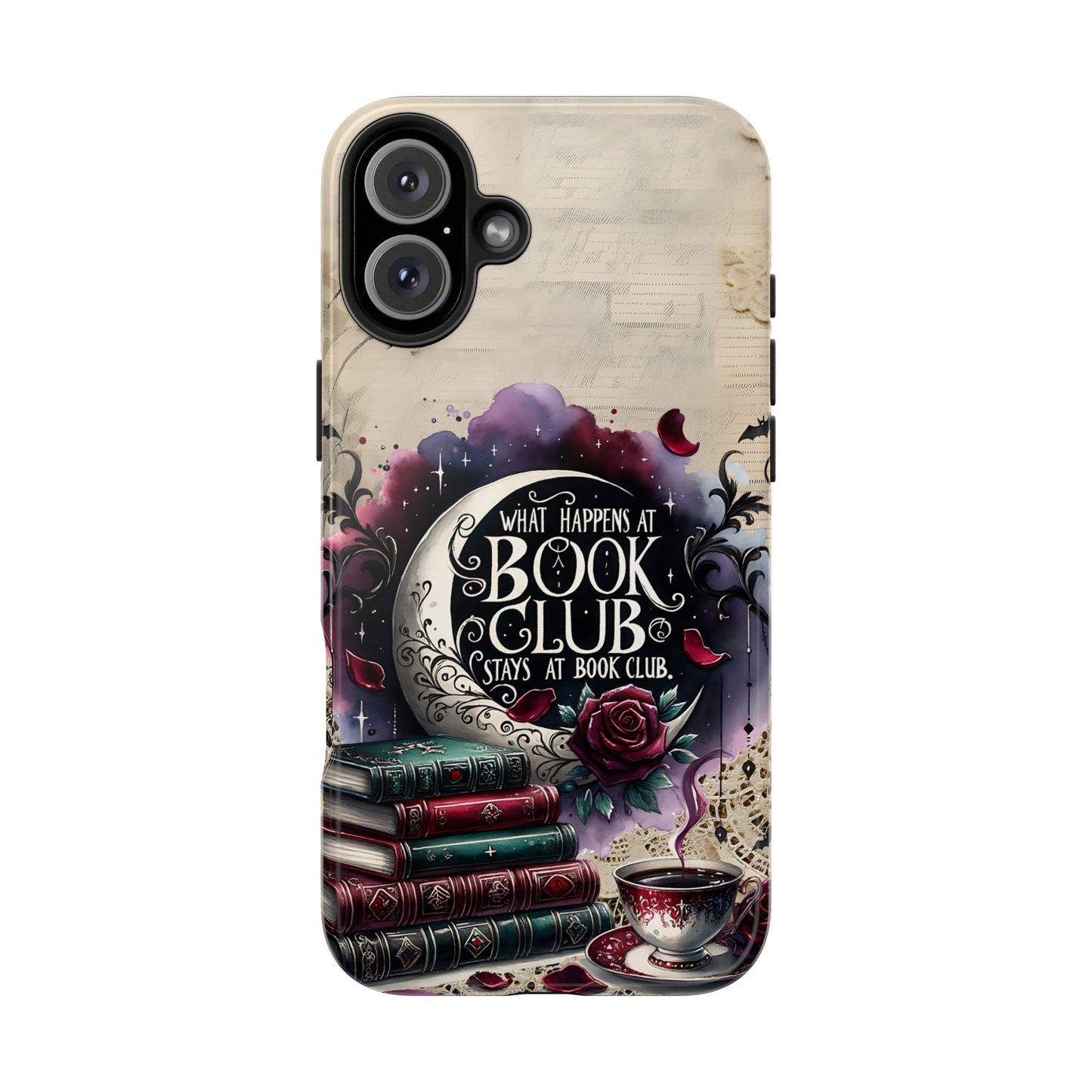 Book Club Phone Case — "What Happens at Book Club Stays at Book Club" Cozy Literary Design