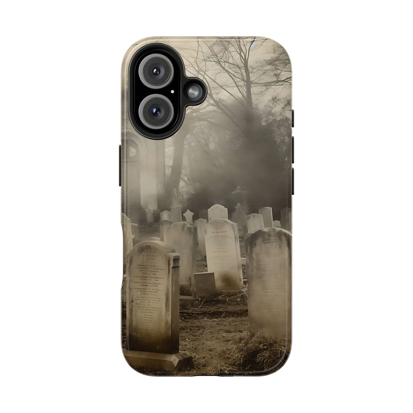 Cemetery Graveyard Phone Case — Spooky Fog Tombstone Tough Phone Case