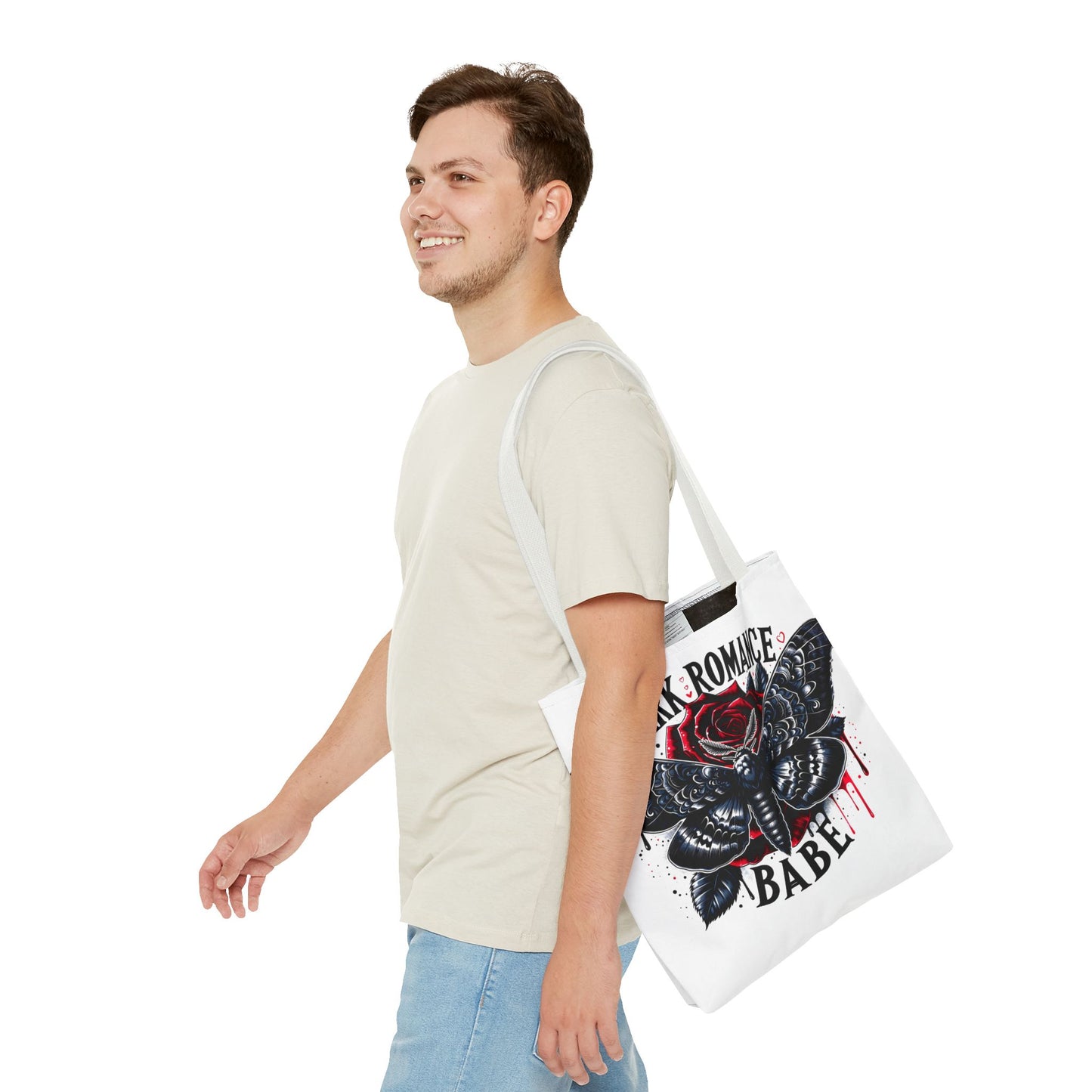Dark Romance Babe Tote Bag — Gothic Moth & Rose All-Over Print
