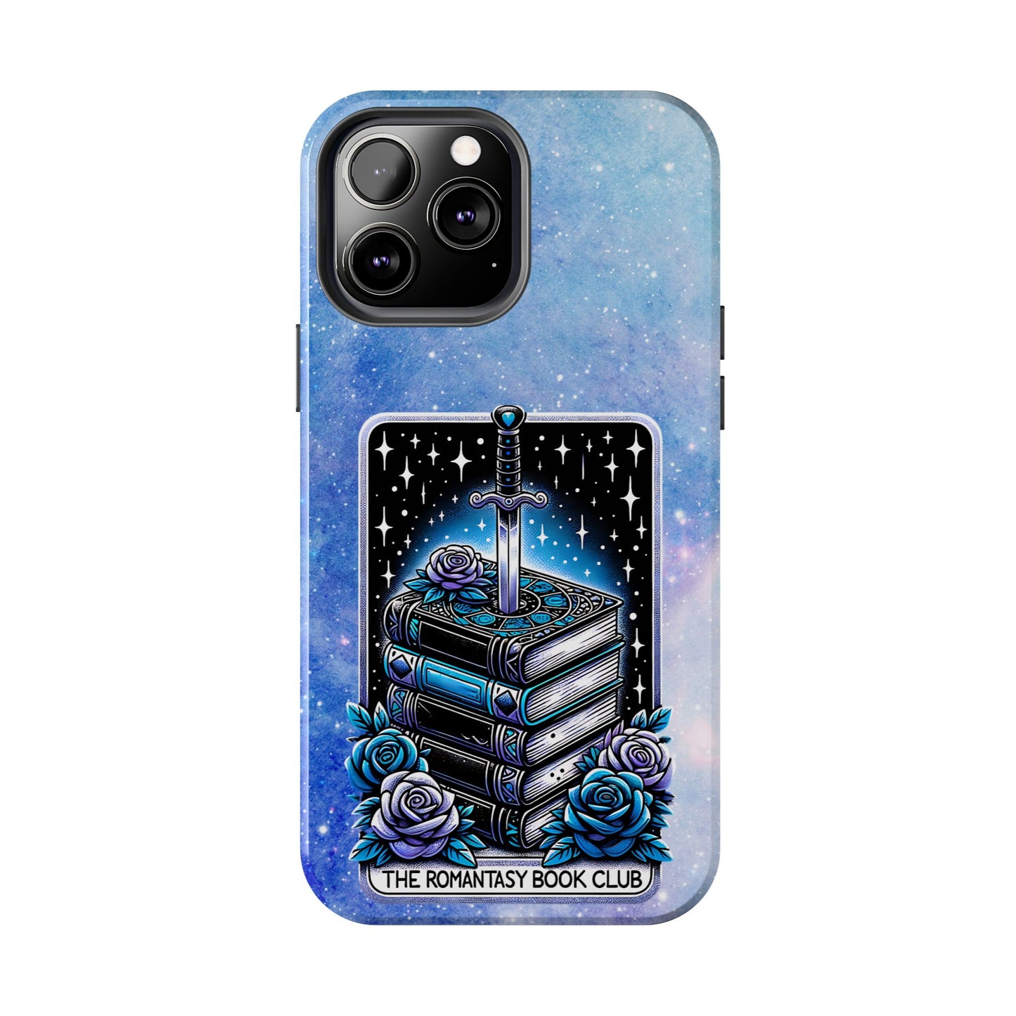 Fantasy Book Club Tough Phone Case — Sword & Stacked Books Design