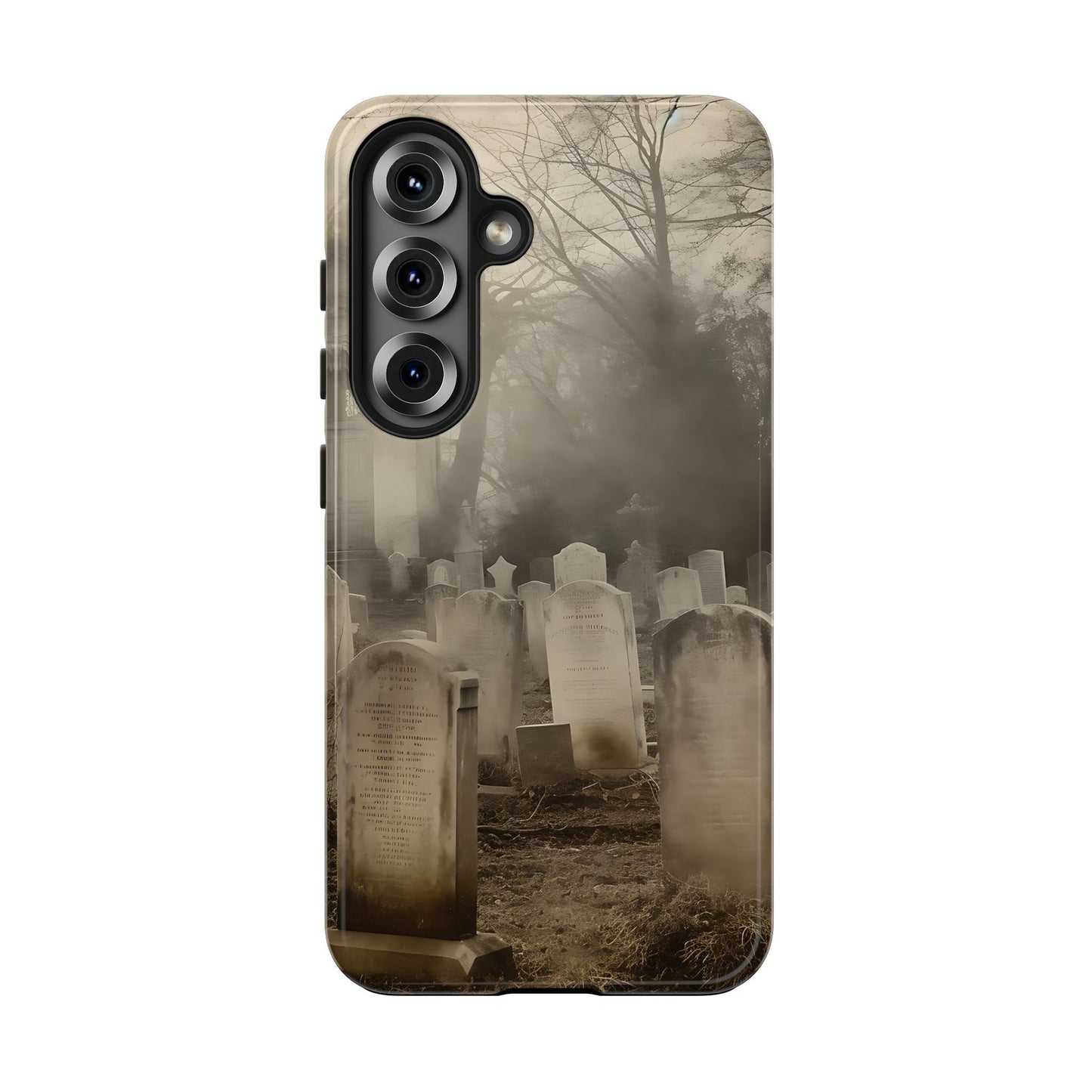 Cemetery Graveyard Phone Case — Spooky Fog Tombstone Tough Phone Case