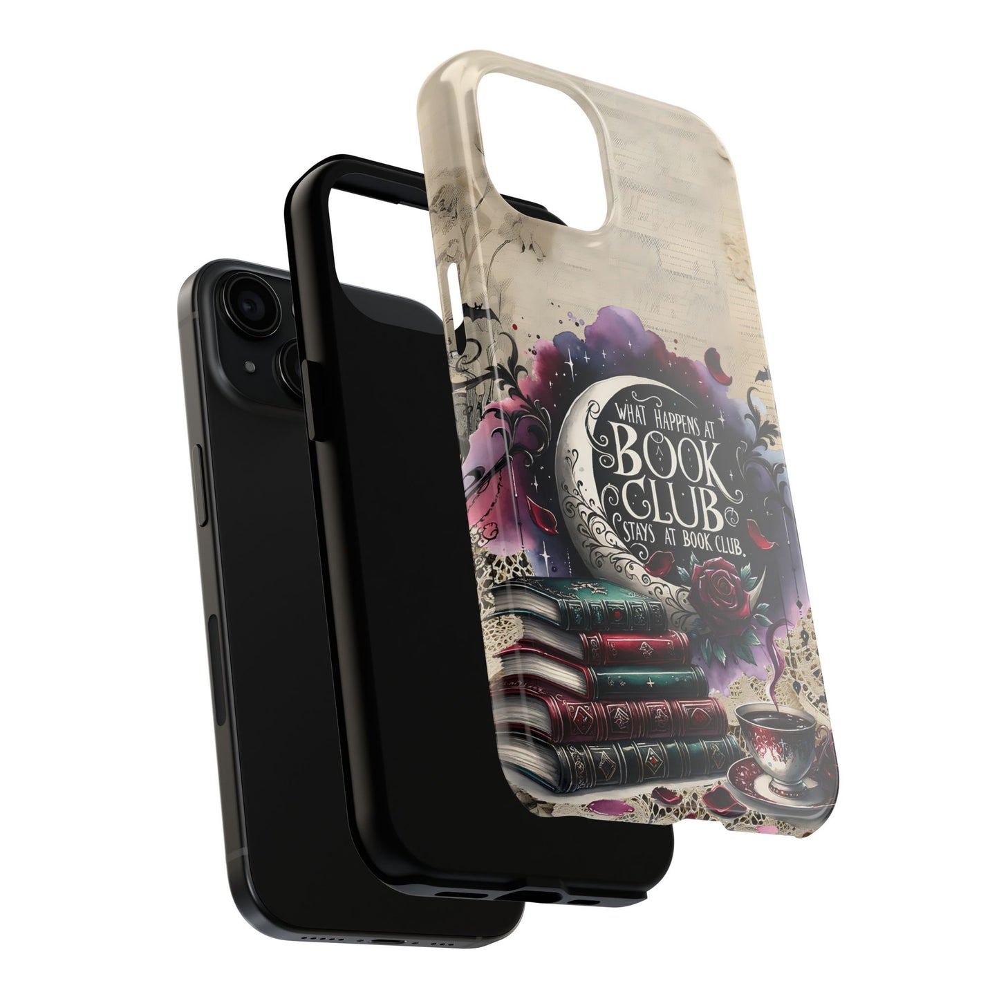 Book Club Phone Case — "What Happens at Book Club Stays at Book Club" Cozy Literary Design