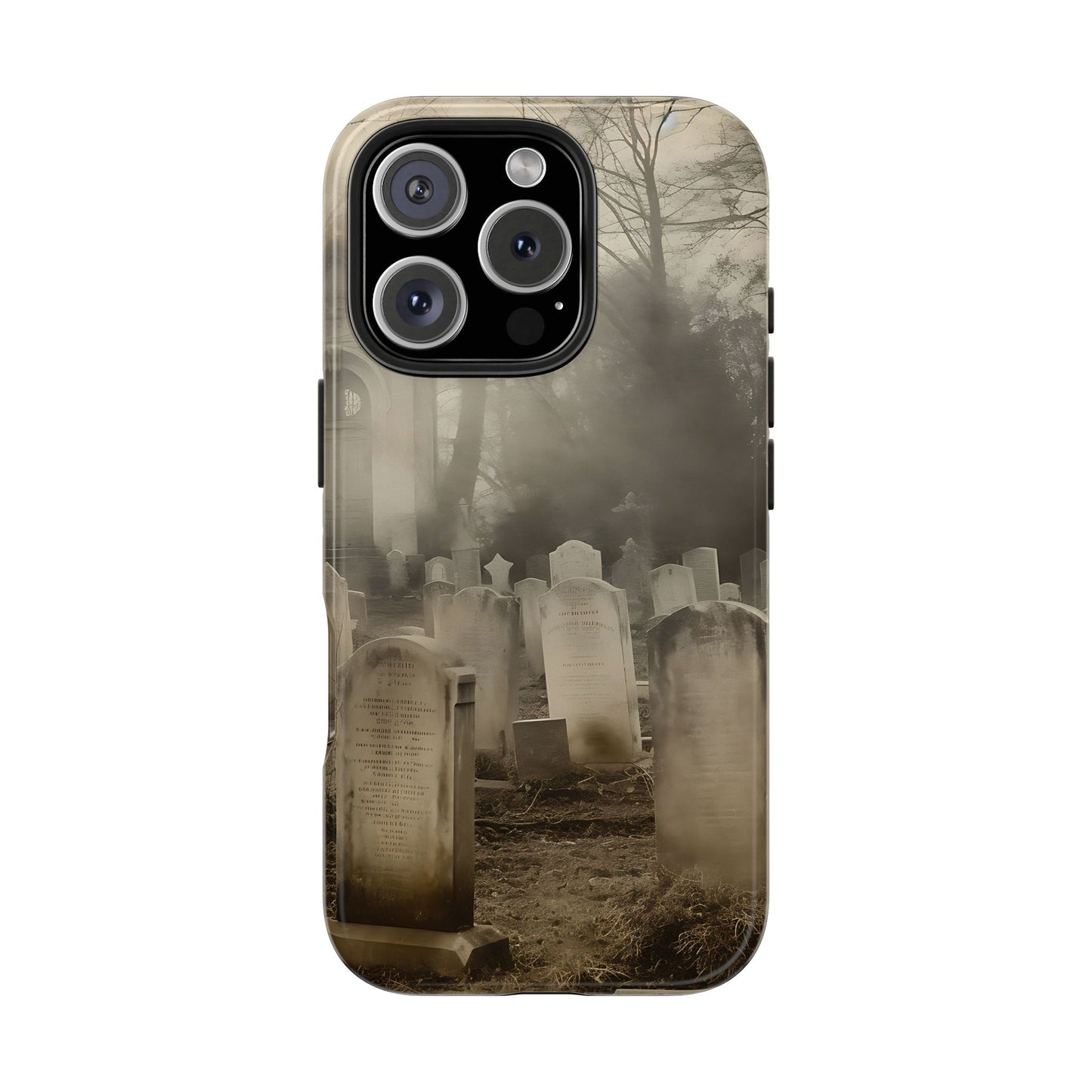 Cemetery Graveyard Phone Case — Spooky Fog Tombstone Tough Phone Case