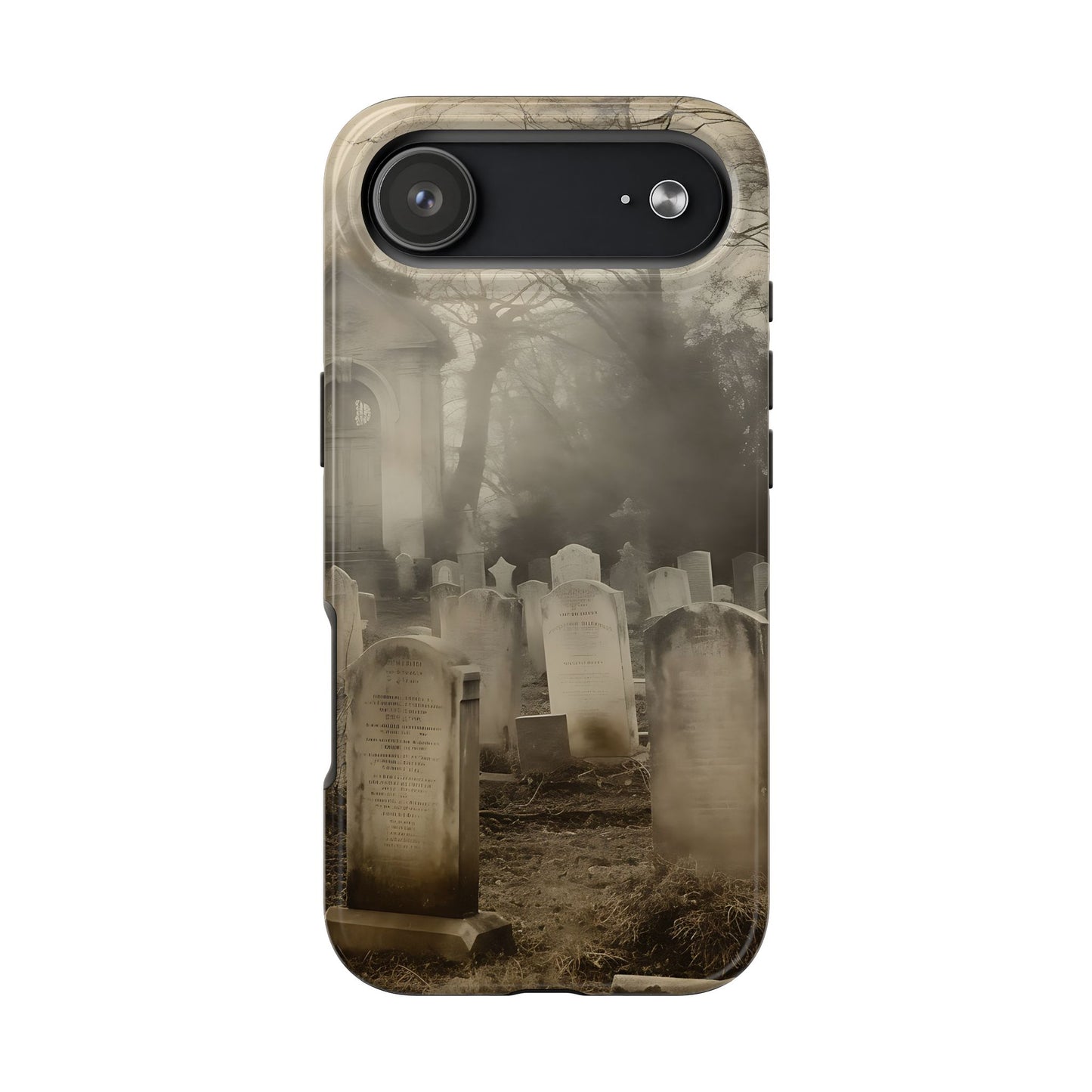 Cemetery Graveyard Phone Case — Spooky Fog Tombstone Tough Phone Case