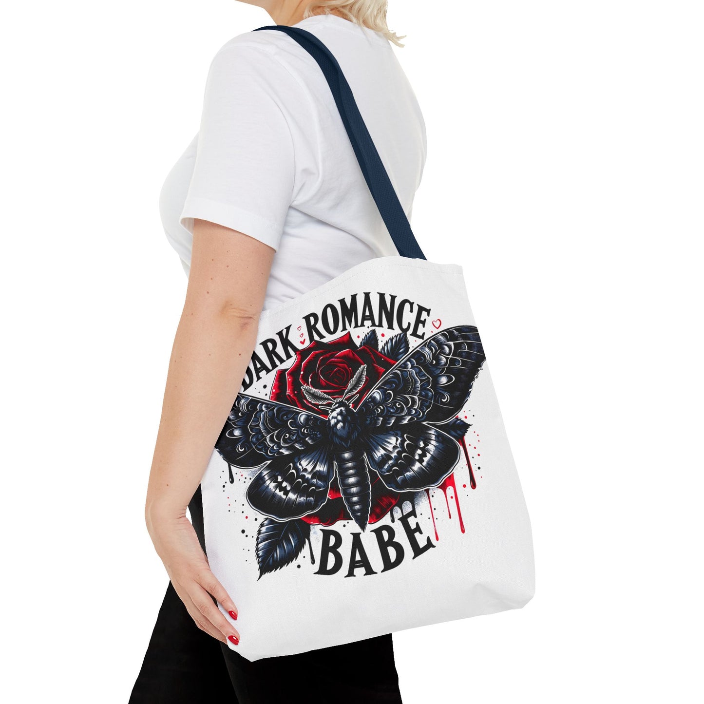 Dark Romance Babe Tote Bag — Gothic Moth & Rose All-Over Print