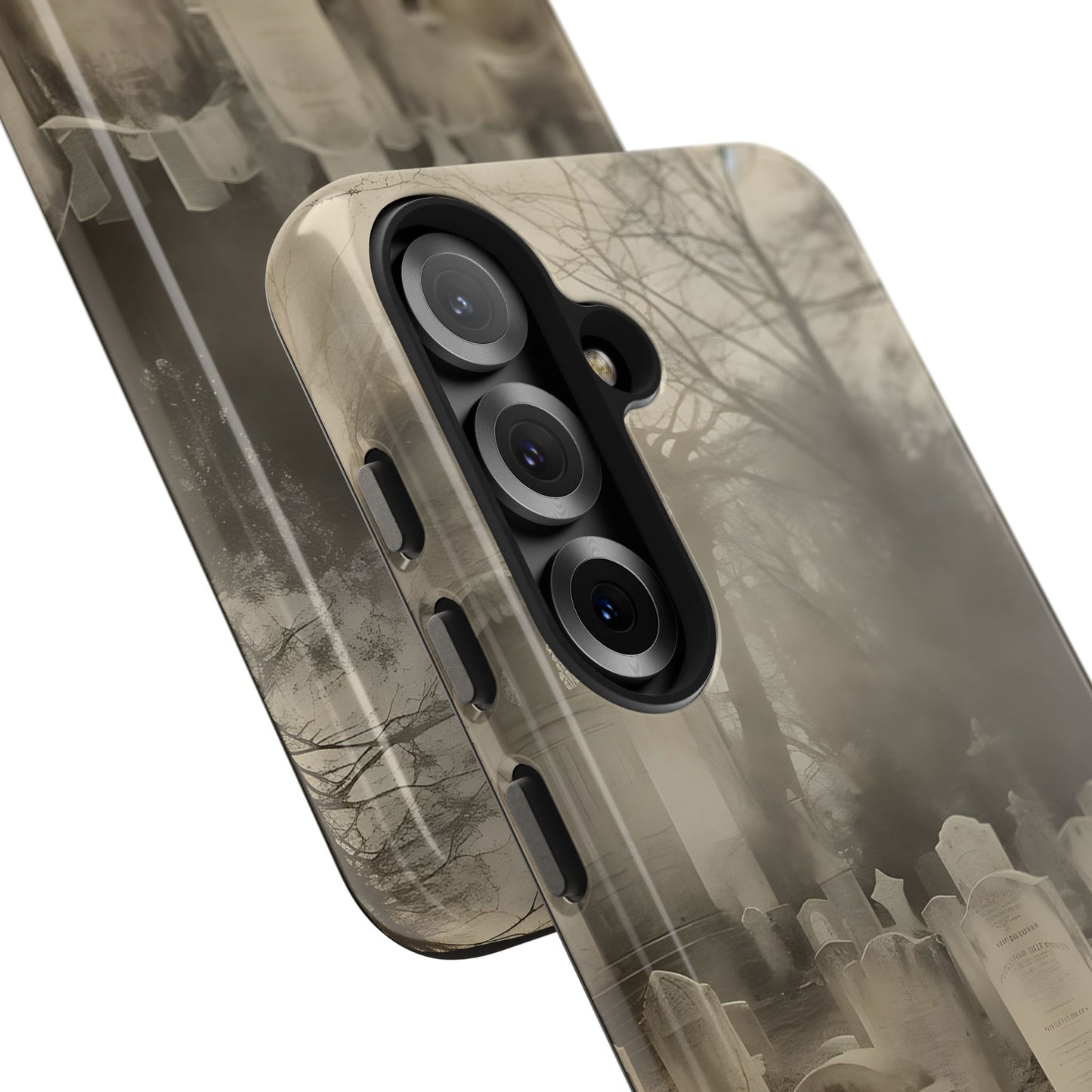 Cemetery Graveyard Phone Case — Spooky Fog Tombstone Tough Phone Case