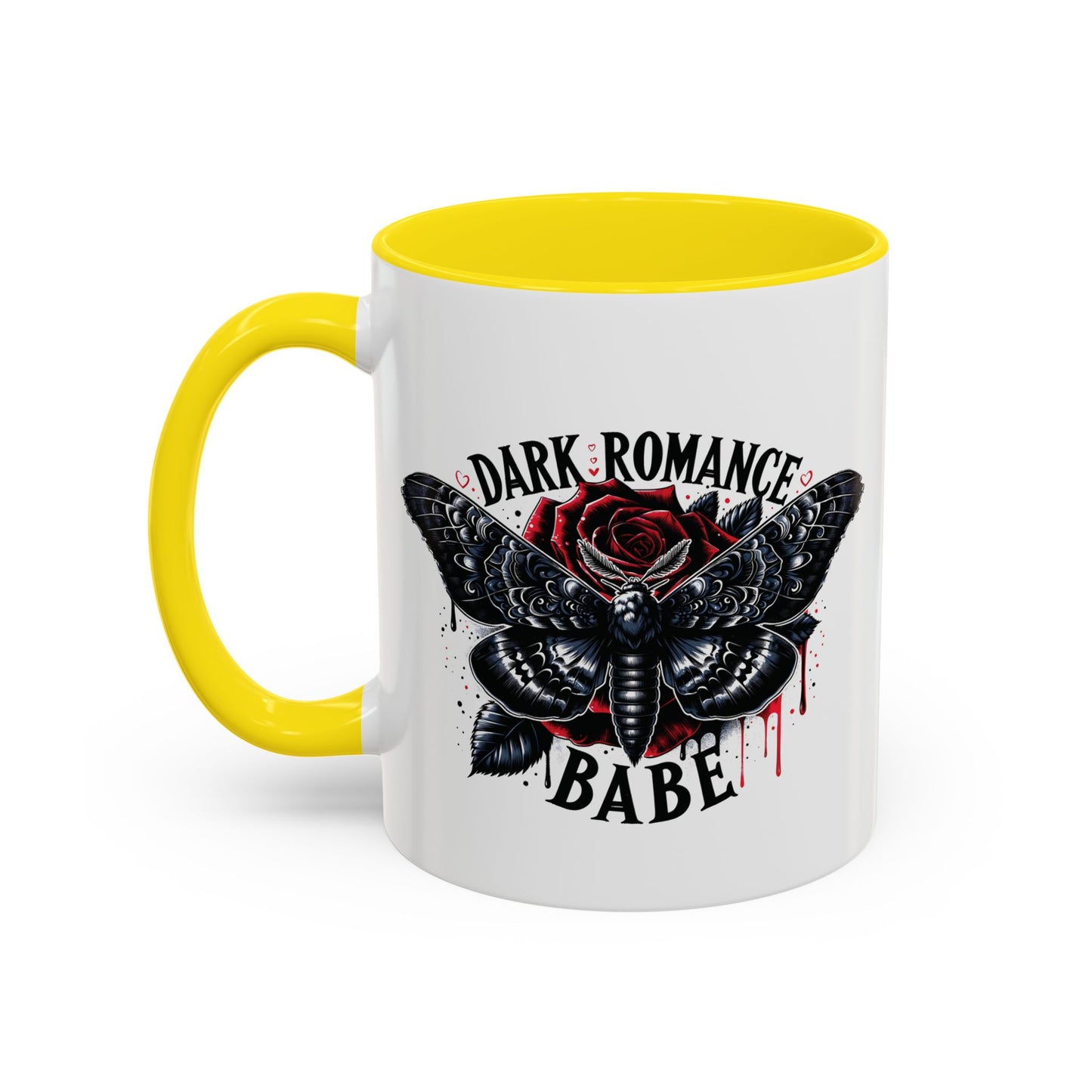 Dark Romance Babe Coffee Mug — Gothic Moth & Rose Accent Mug