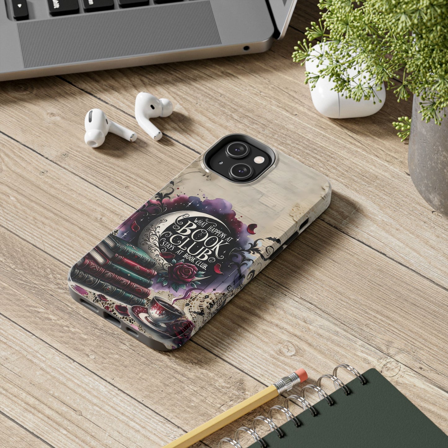 Book Club Phone Case — "What Happens at Book Club Stays at Book Club" Cozy Literary Design